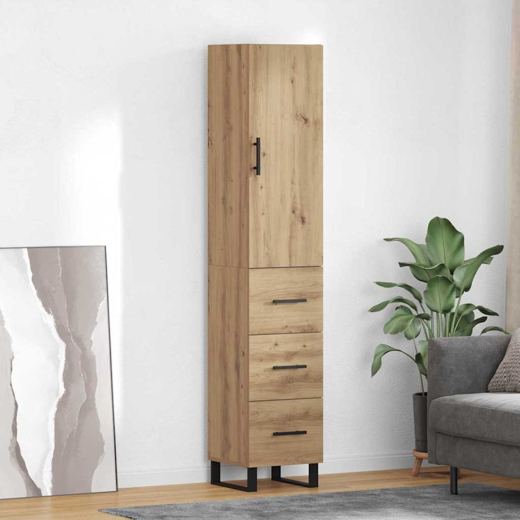vidaXL Highboard Artisan-Eiche 34,5 x 34 x 180 cm Holzwerkstoff