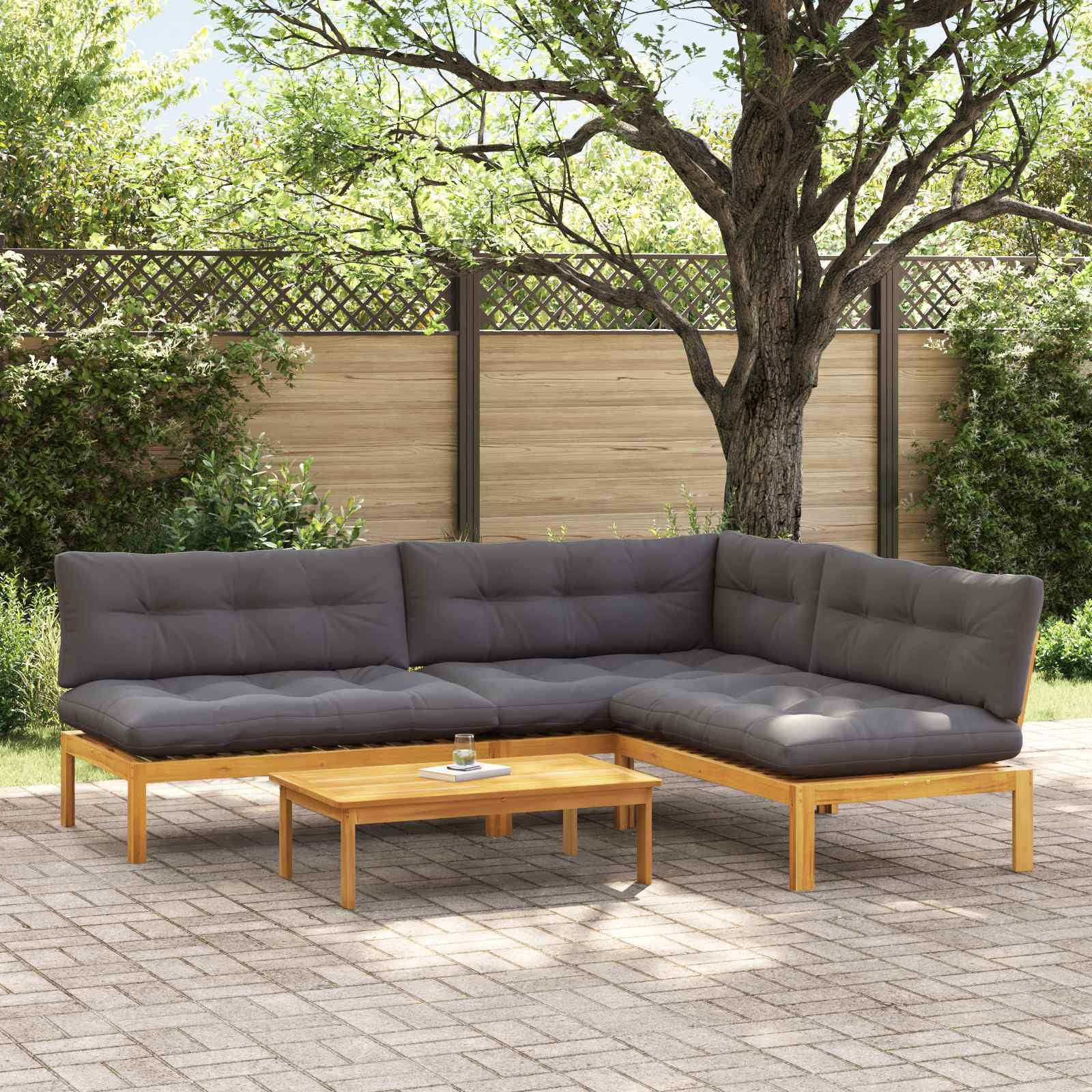 vidaXL 4 Stück Garten Pallet Sofa Einheiten Massivholz Akazie Natur