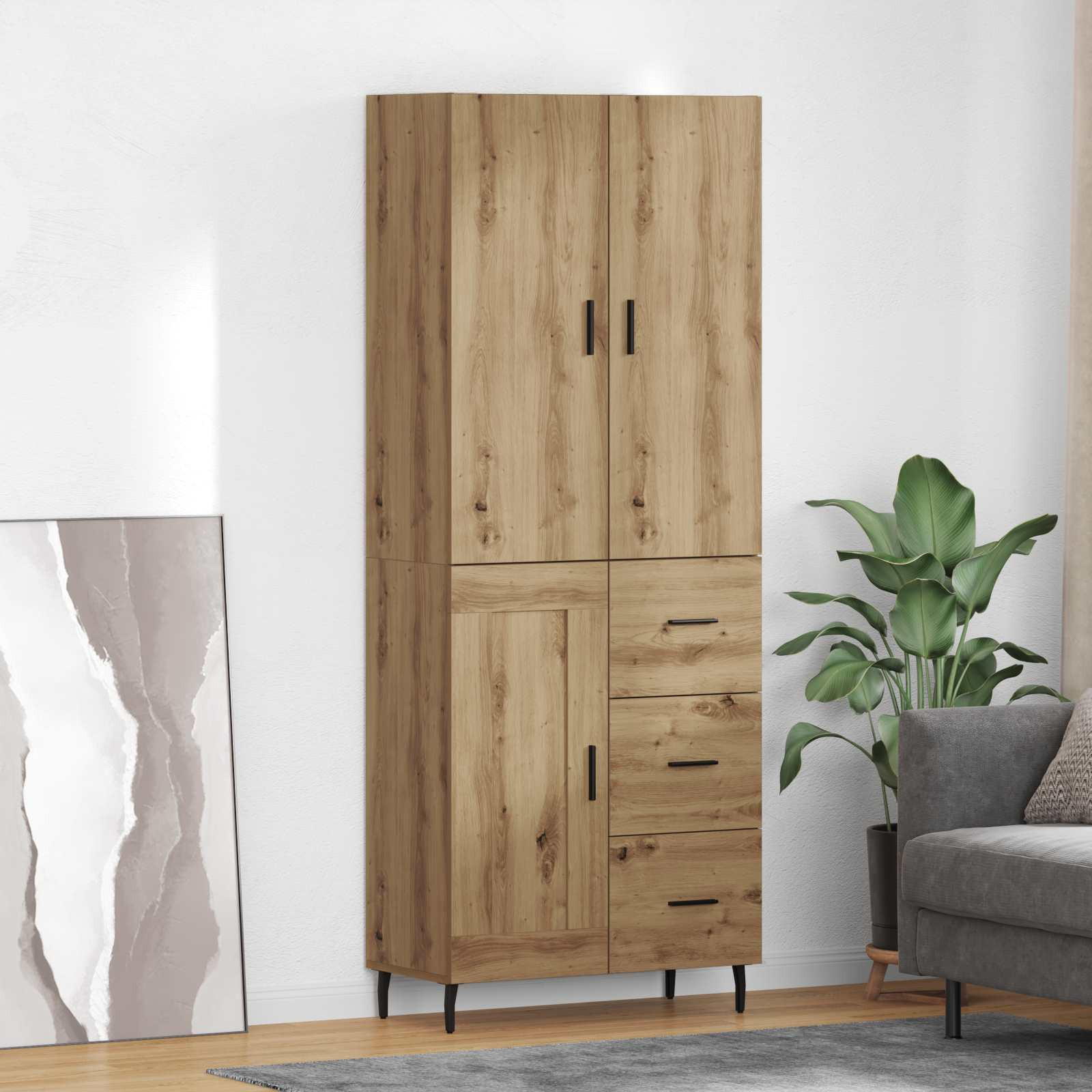 vidaXL Highboard 2 pcs Artisan-Eiche 69,5 x 34 x 180 cm Holzwerkstoff