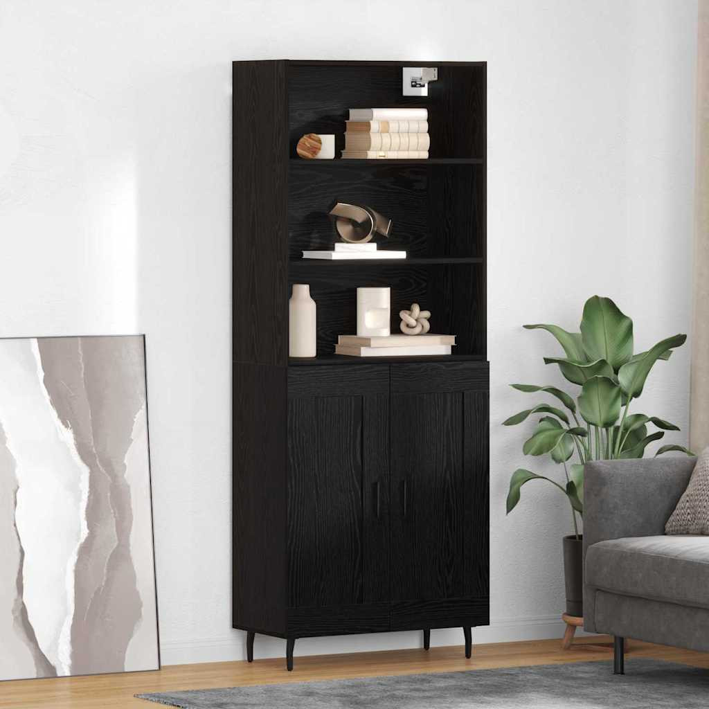 vidaXL Highboard Schwarz Eichen-Optik 69,5 x 34 x 180 cm