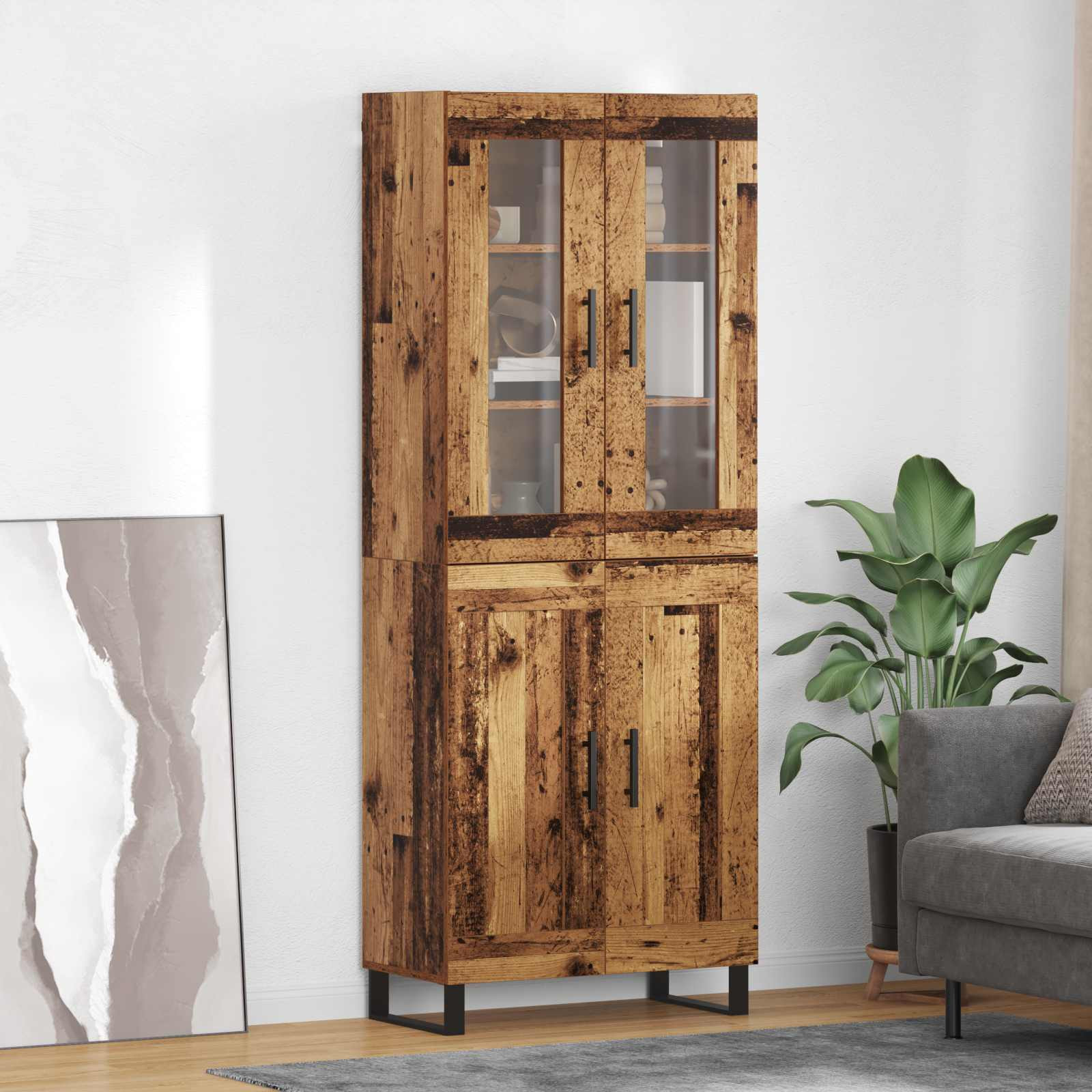 vidaXL Highboard 2 pcs Altholz Holzwerkstoff
