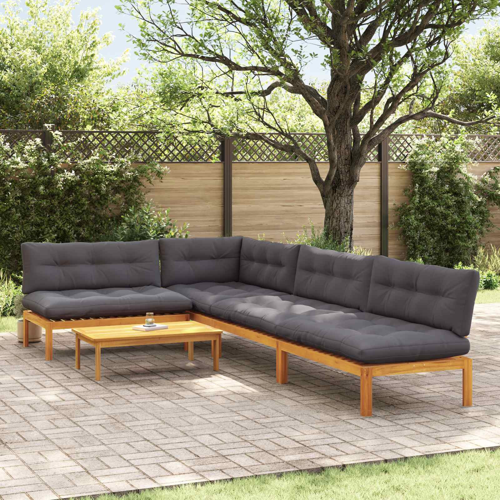 vidaXL 5 Stück Garten Pallet Sofa Einheiten Massivholz Akazie Natur