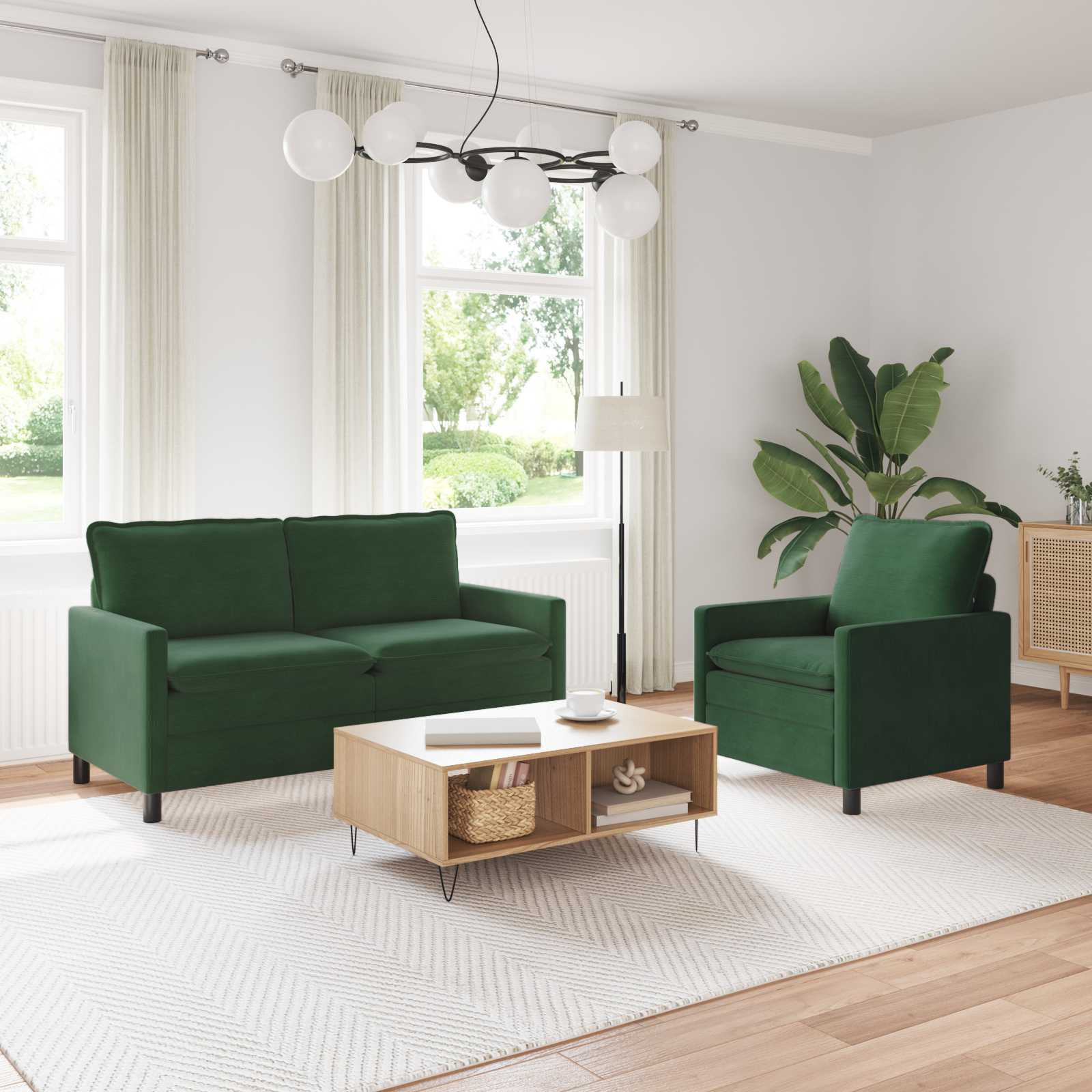 vidaXL Sofa Set 2 pcs Dschungelgrün Stoff