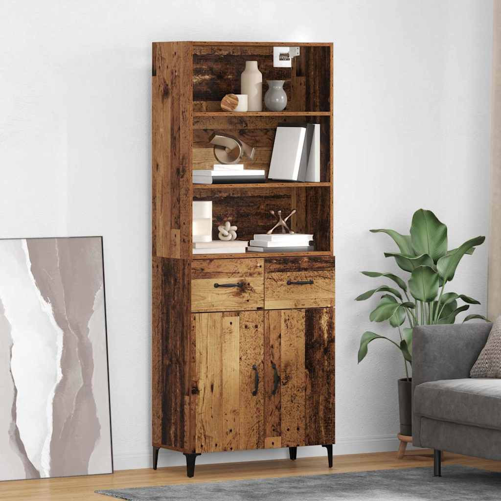 vidaXL Highboard Altholz 69,5 x 34 x 180 cm Holzwerkstoff