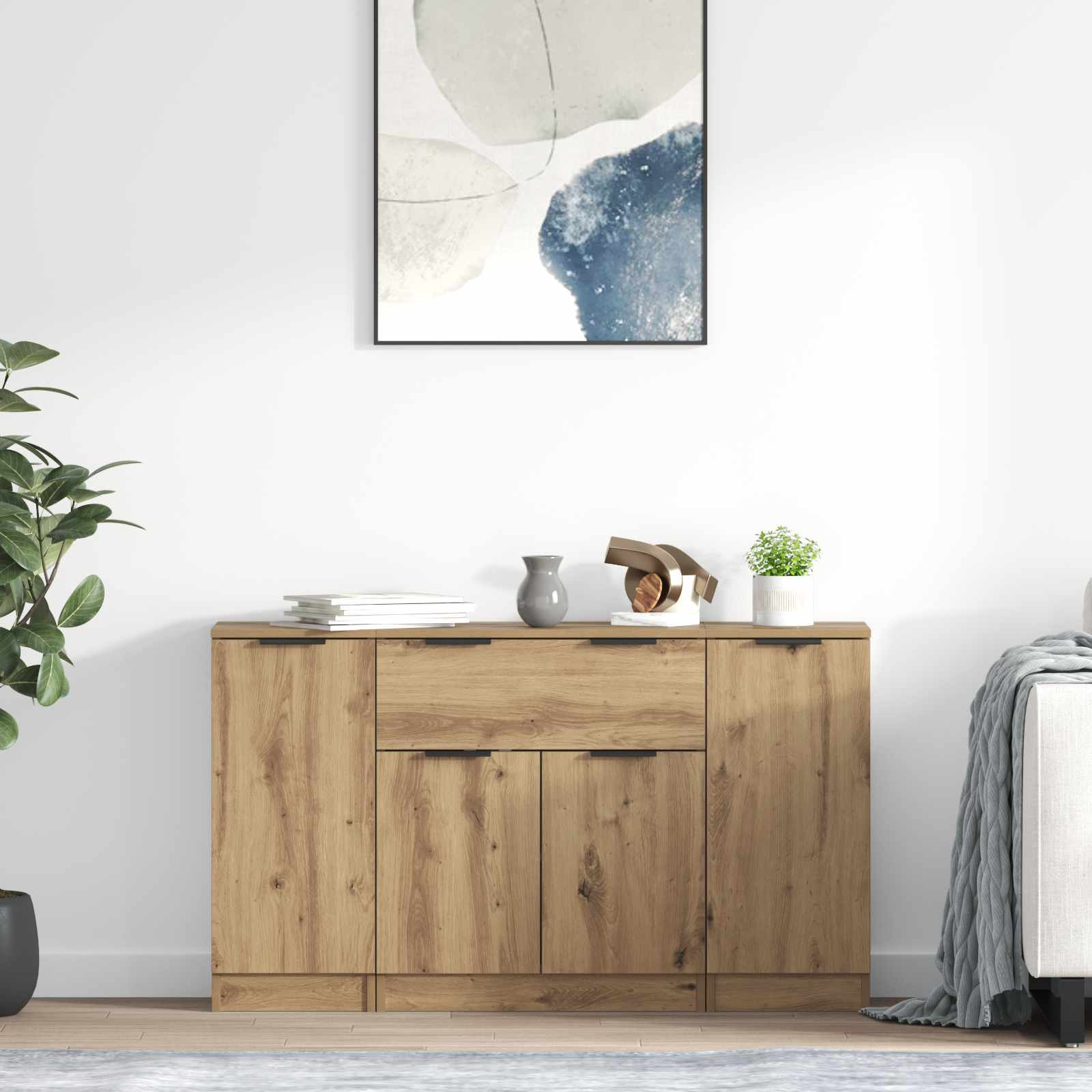 vidaXL Sideboard 3 pcs Artisan-Eiche 120 x 30 x 70 cm Holzwerkstoff