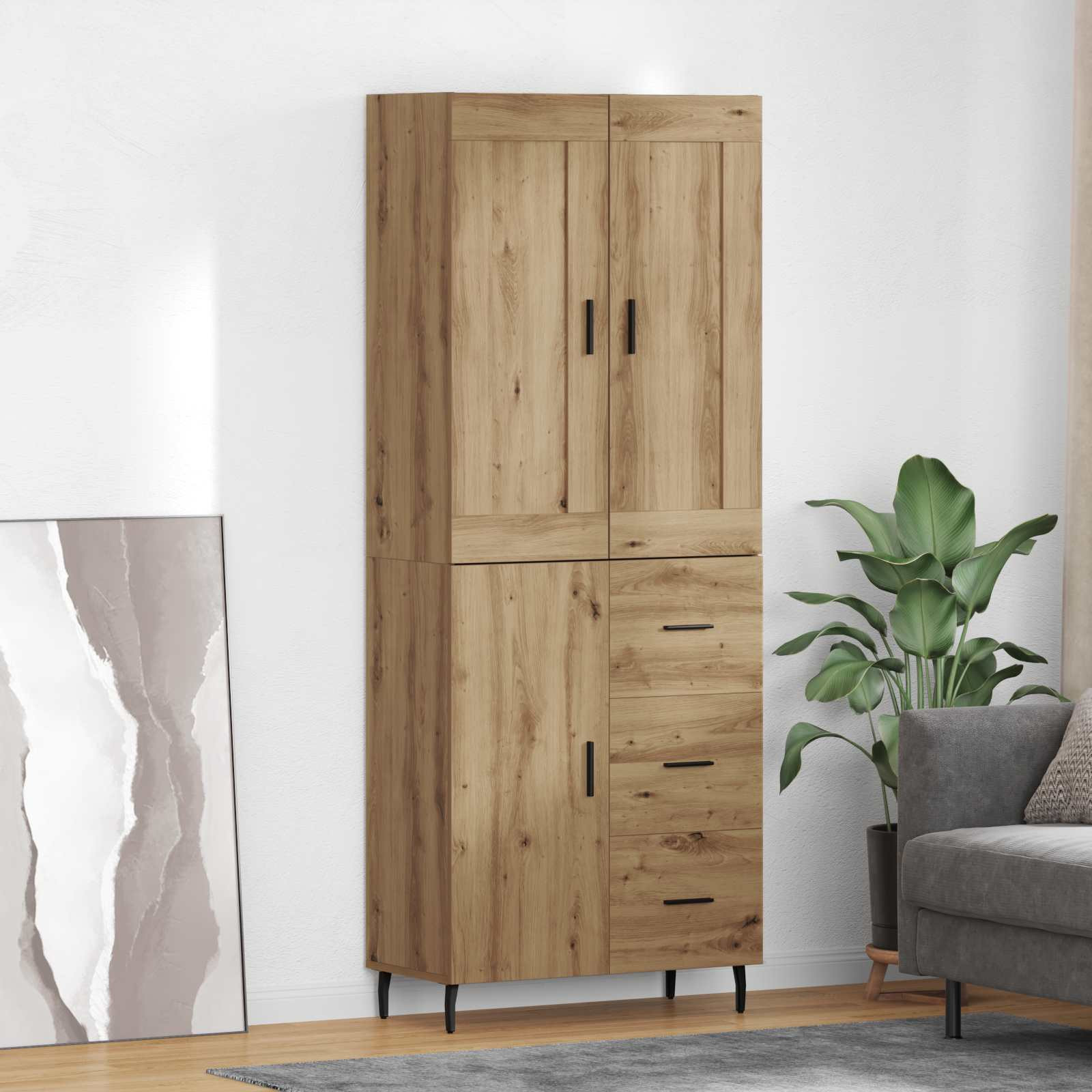 vidaXL Highboard 2 pcs Artisan-Eiche 69,5 x 34 x 180 cm Holzwerkstoff
