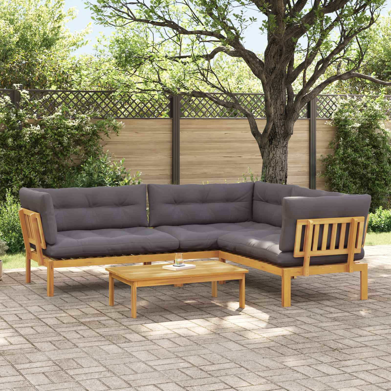 vidaXL 4 Stück Garten Pallet Sofa Einheiten Massivholz Akazie Natur