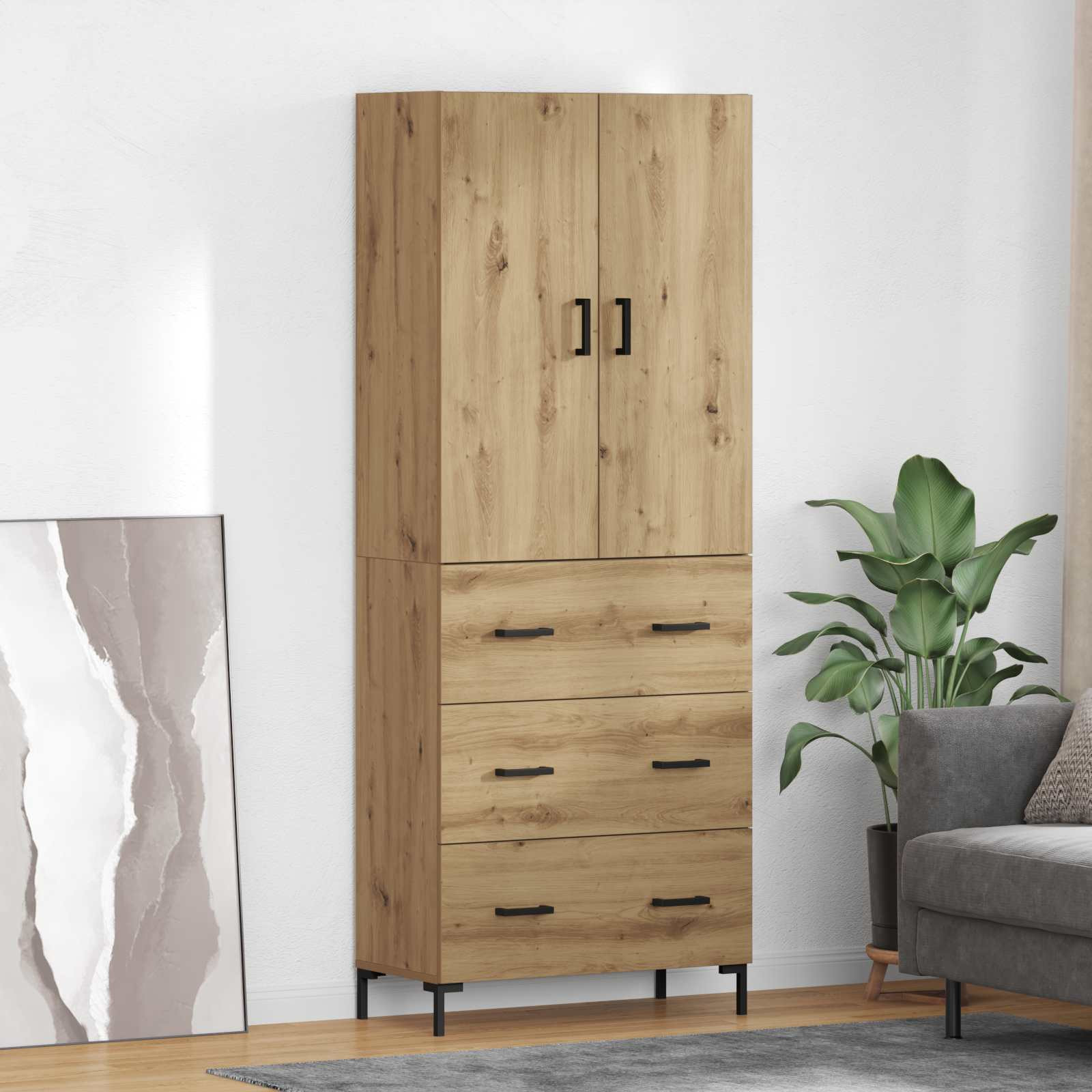 vidaXL Highboard Artisan-Eiche 69,5 x 34 x 180 cm Holzwerkstoff
