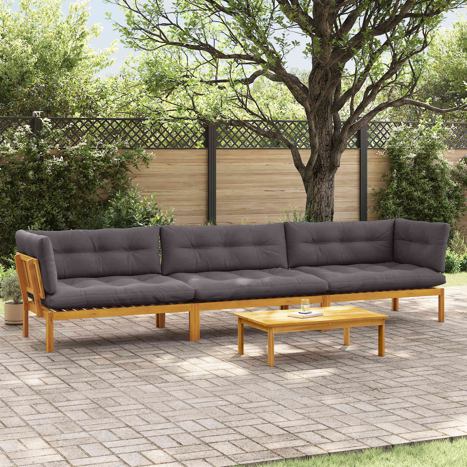 vidaXL 4 Stück Garten Pallet Sofa Einheiten Massivholz Akazie Natur