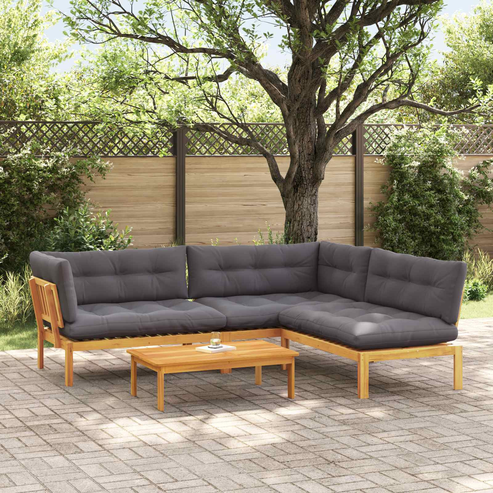 vidaXL 4 Stück Garten Pallet Sofa Einheiten Massivholz Akazie Natur