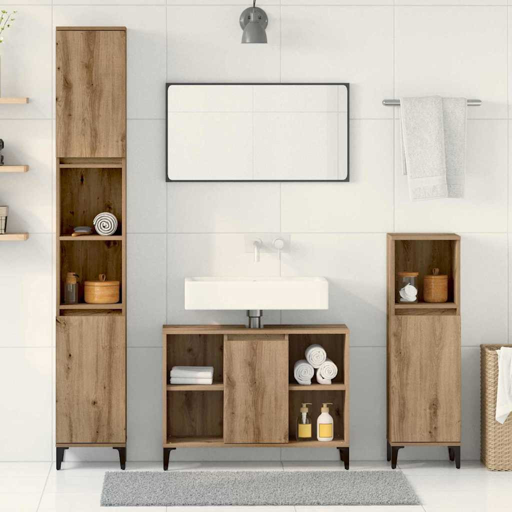 vidaXL Badezimmermöbel-Set 3 Stk. Artisan-Eiche 30 x 30 x 190 cm