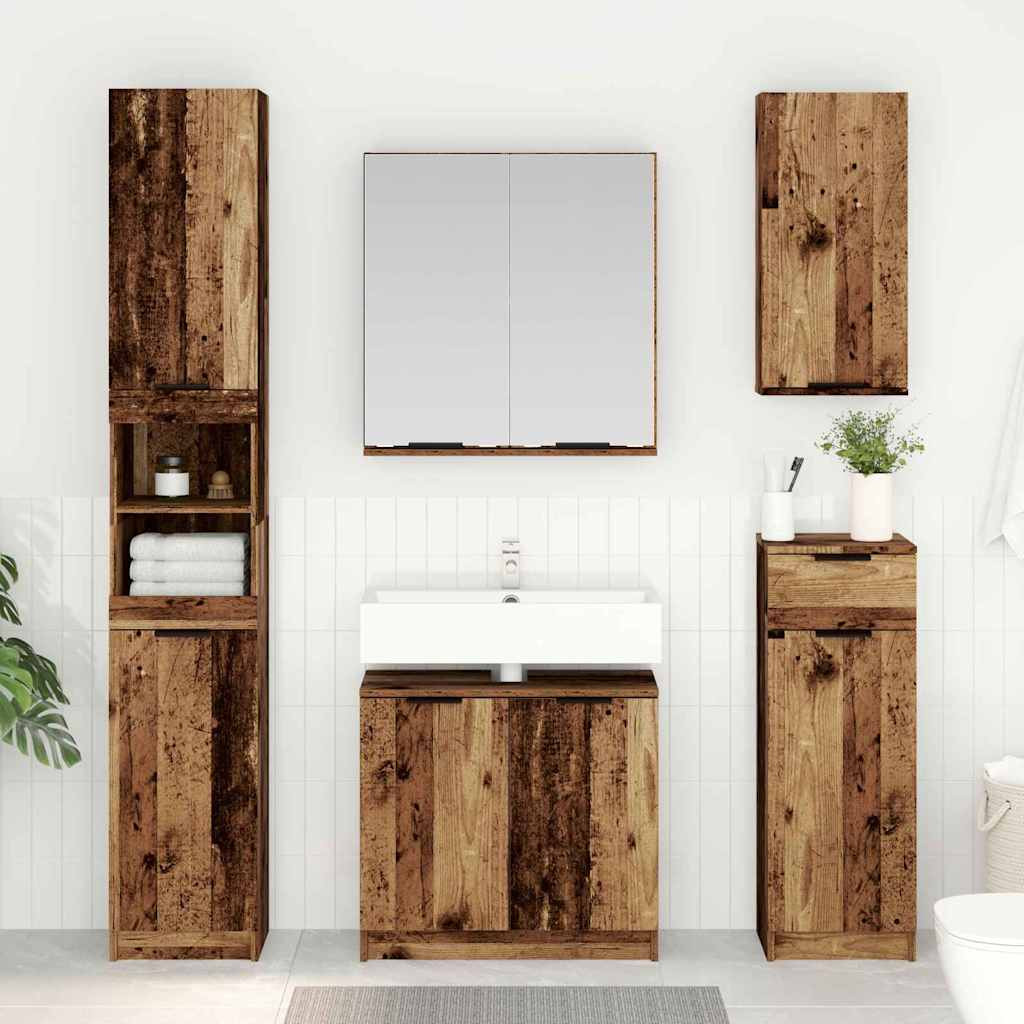 vidaXL Badezimmerschrank-Set mit Regal 3 pcs Altholz Holzwerkstoff