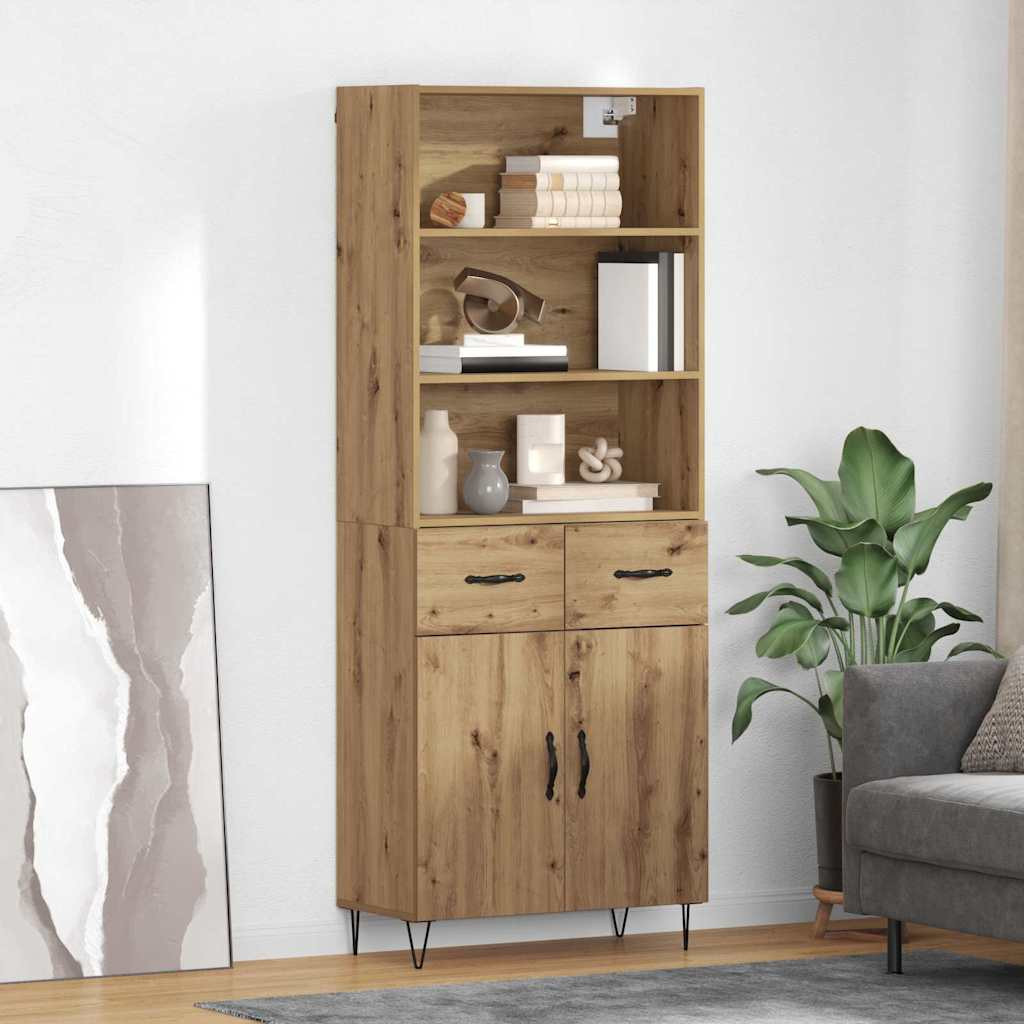 vidaXL Highboard 2 pcs Artisan-Eiche 69,5 x 34 x 180 cm Holzwerkstoff