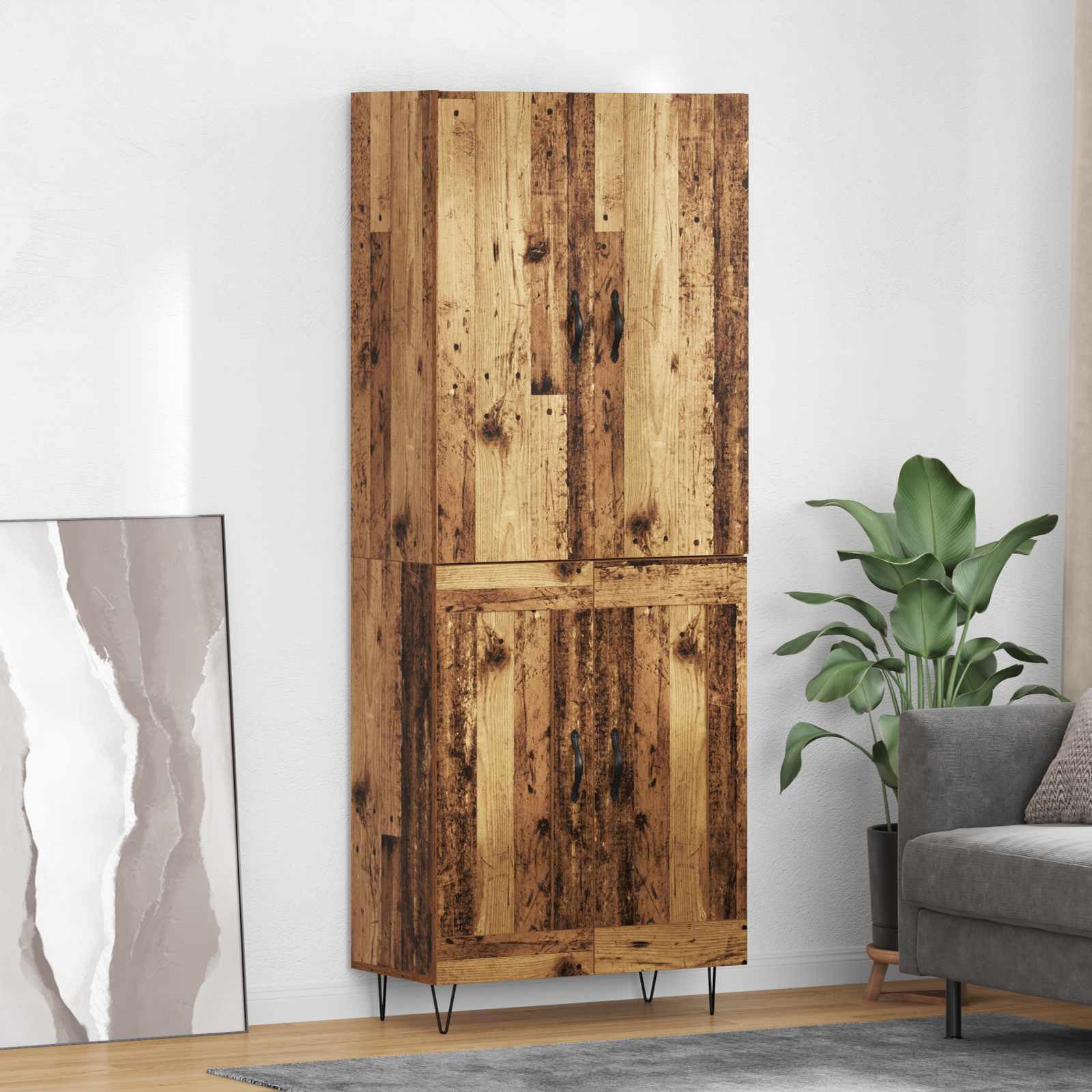 vidaXL Highboard 2 pcs Altholz Holzwerkstoff