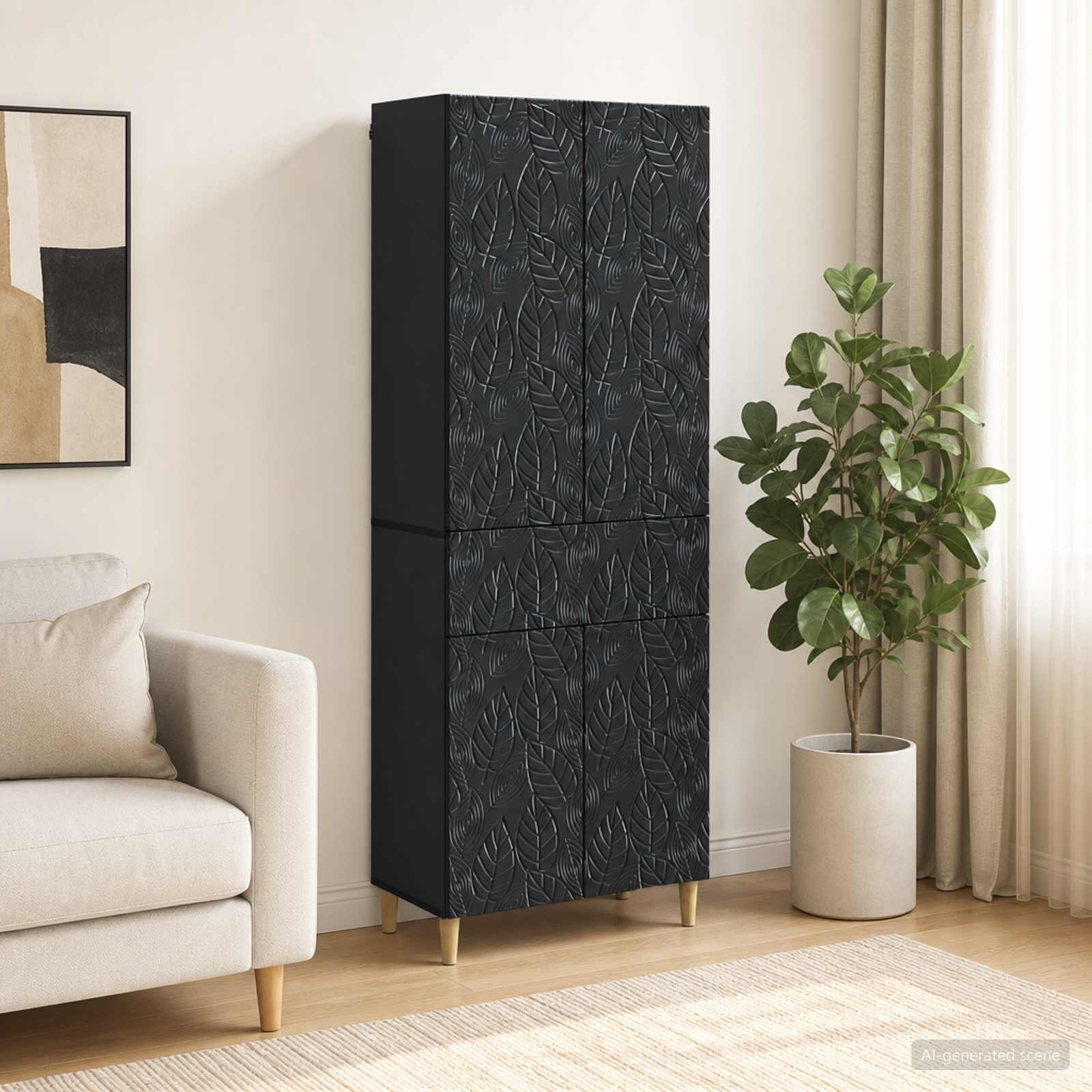 vidaXL Schrankset 2 pcs Schwarz Holzwerkstoff