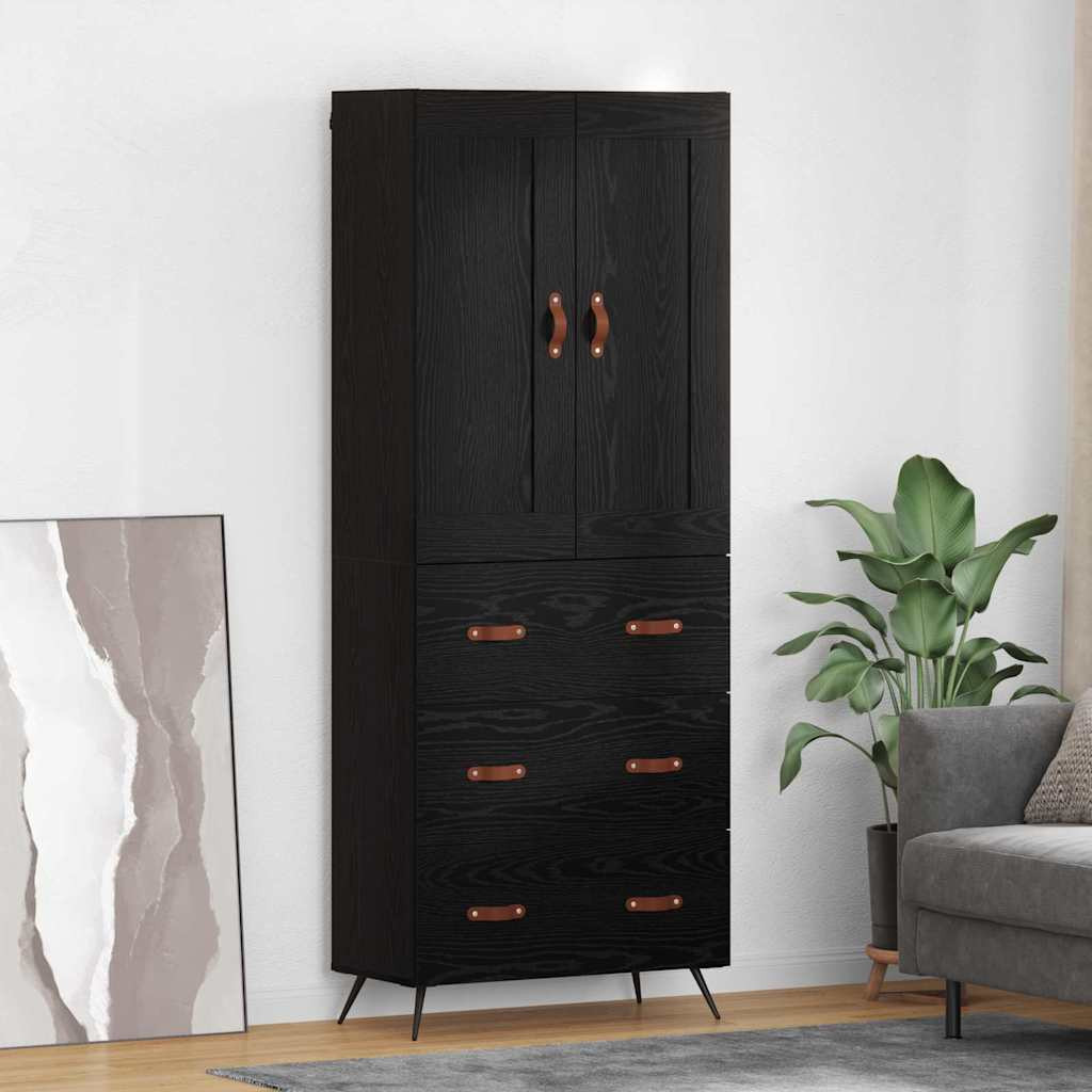 vidaXL Highboard Schwarz Eichen-Optik 69,5 x 34 x 180 cm Holzwerkstoff