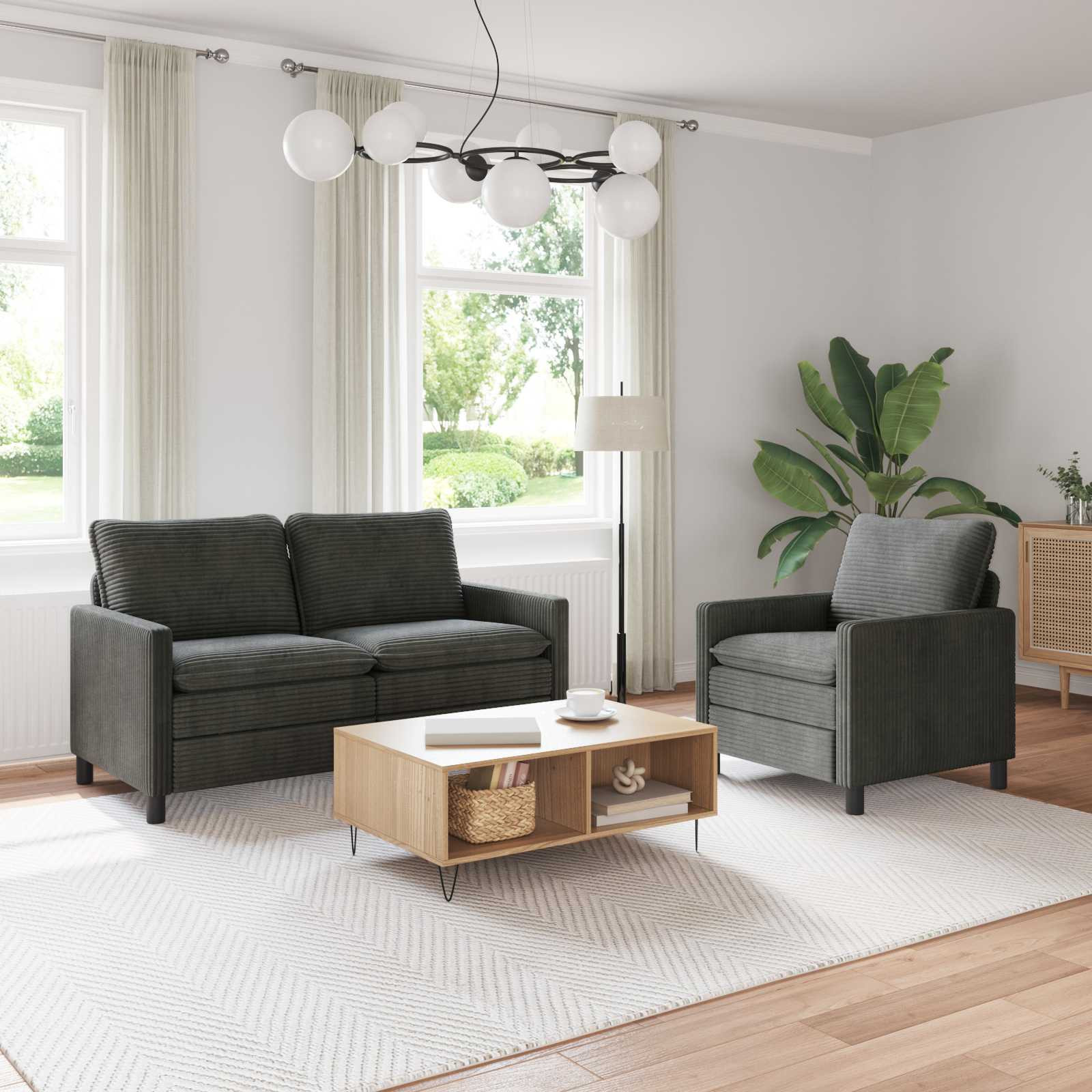 vidaXL Sofa Set 2 pcs Anthrazit Polyester