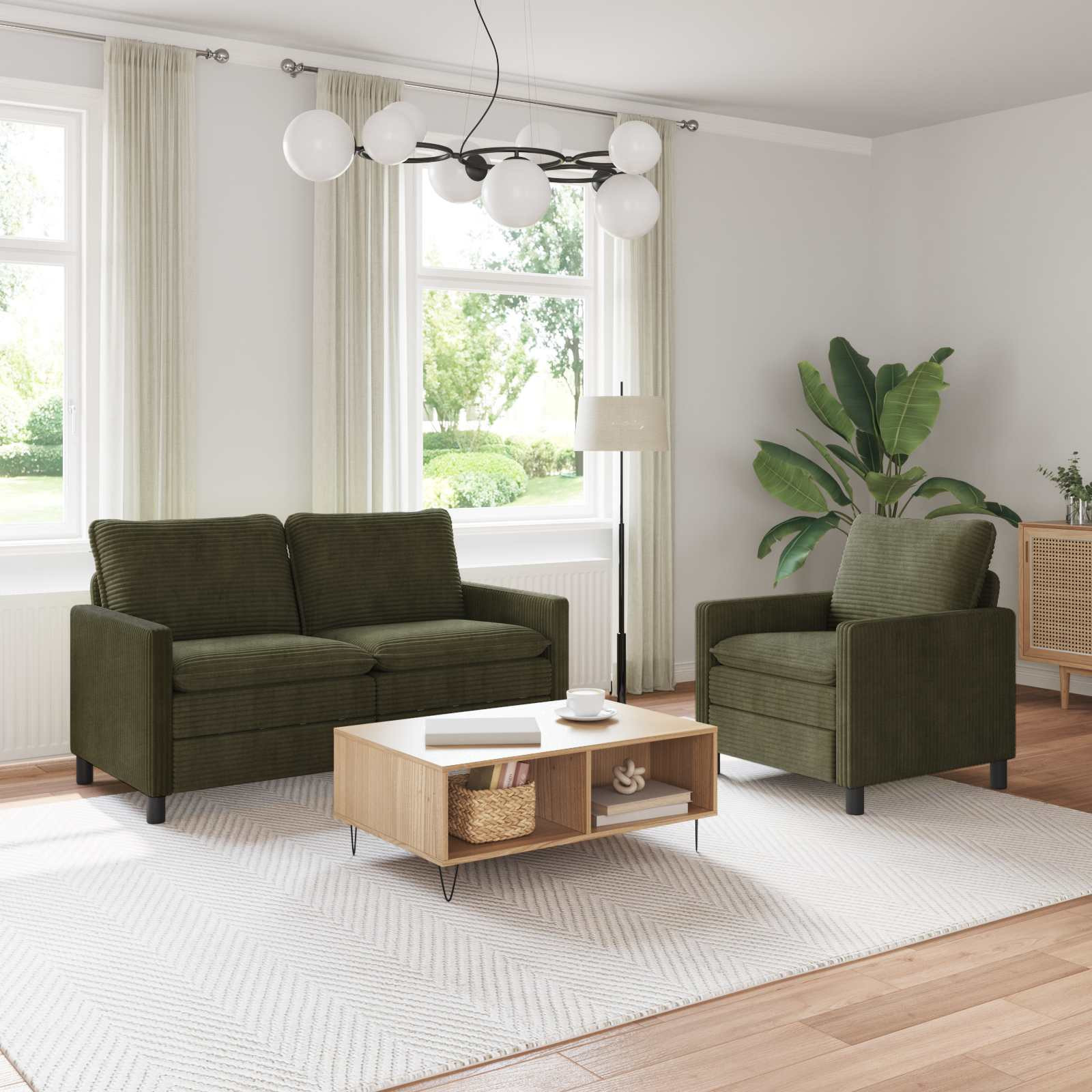 vidaXL Sofa Set 2 pcs Grün Polyester