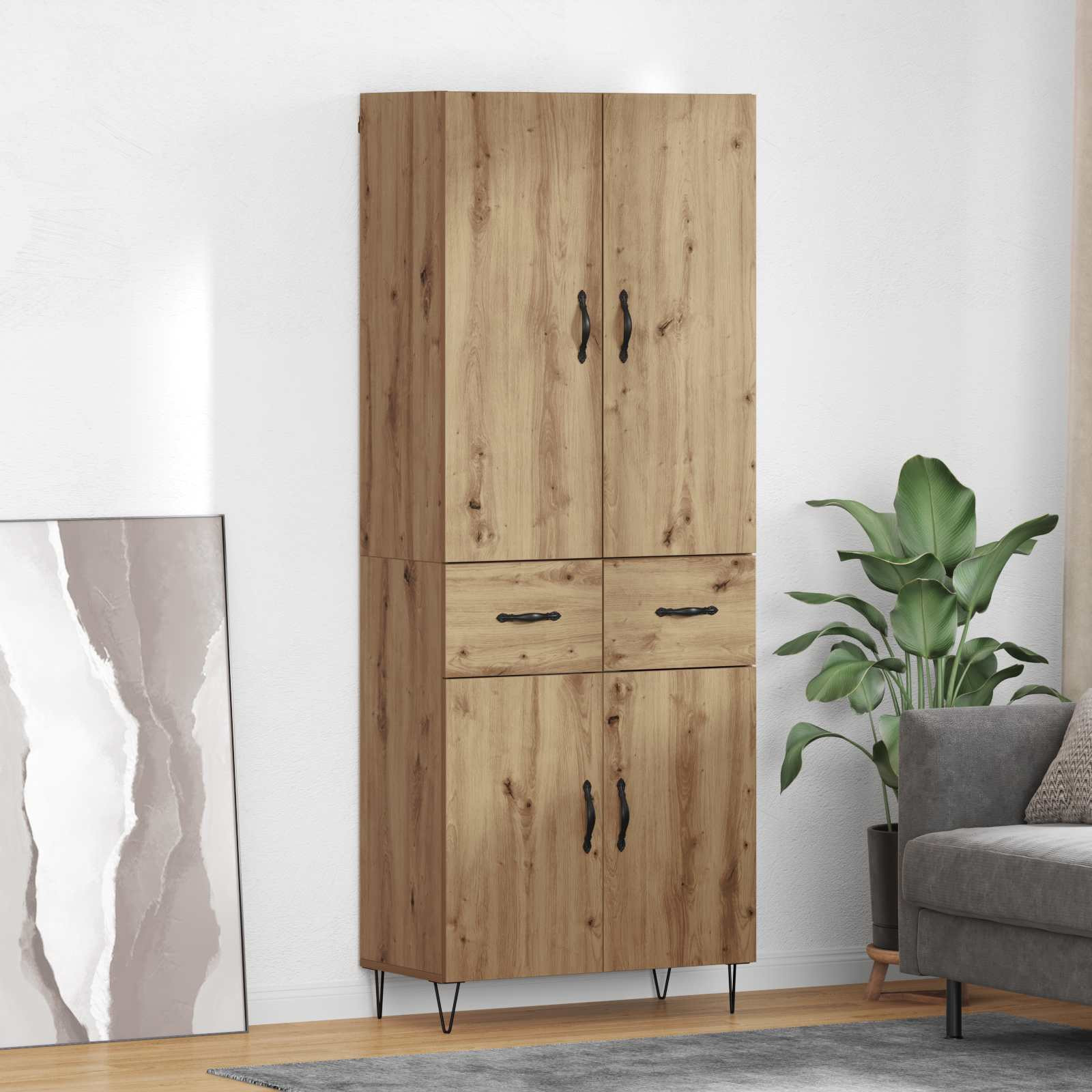 vidaXL Highboard 2 pcs Artisan-Eiche 69,5 x 34 x 180 cm Holzwerkstoff