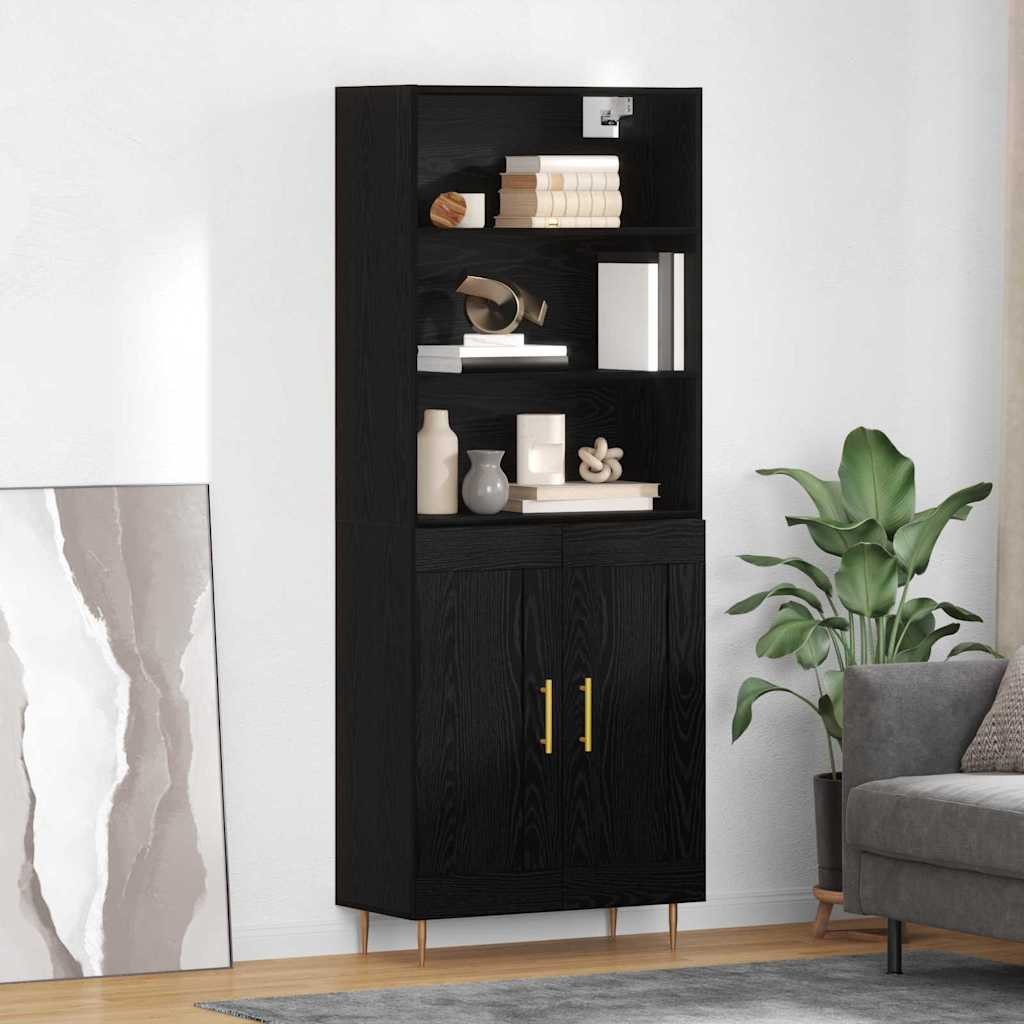 vidaXL Highboard Schwarz Eichen-Optik 69,5 x 34 x 180 cm Holzwerkstoff