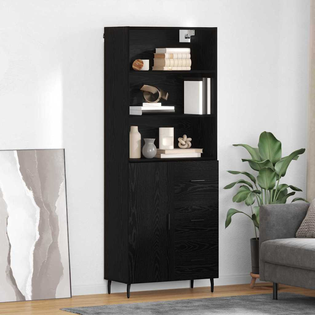 vidaXL Highboard Schwarz Eichen-Optik 69,5 x 34 x 180 cm