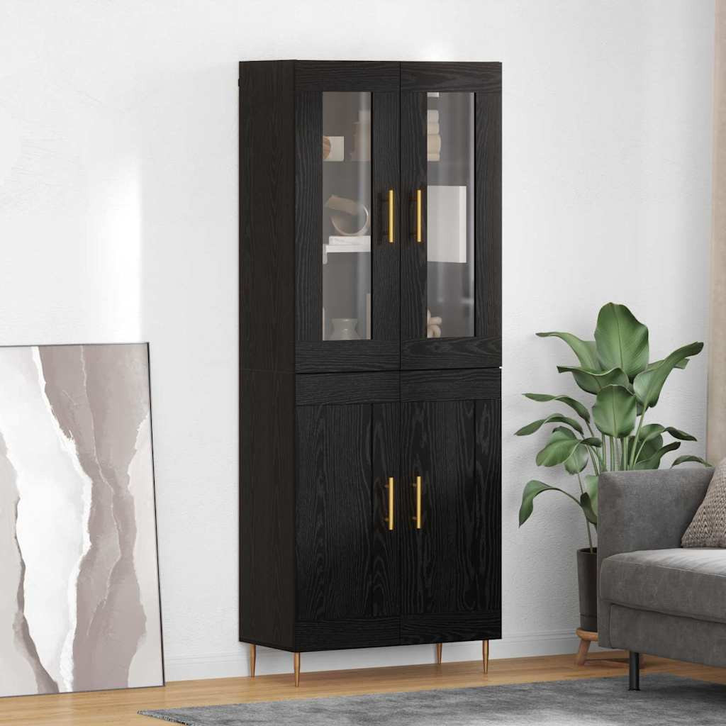 vidaXL Highboard 2 pcs Schwarz Eichen-Optik Holzwerkstoff