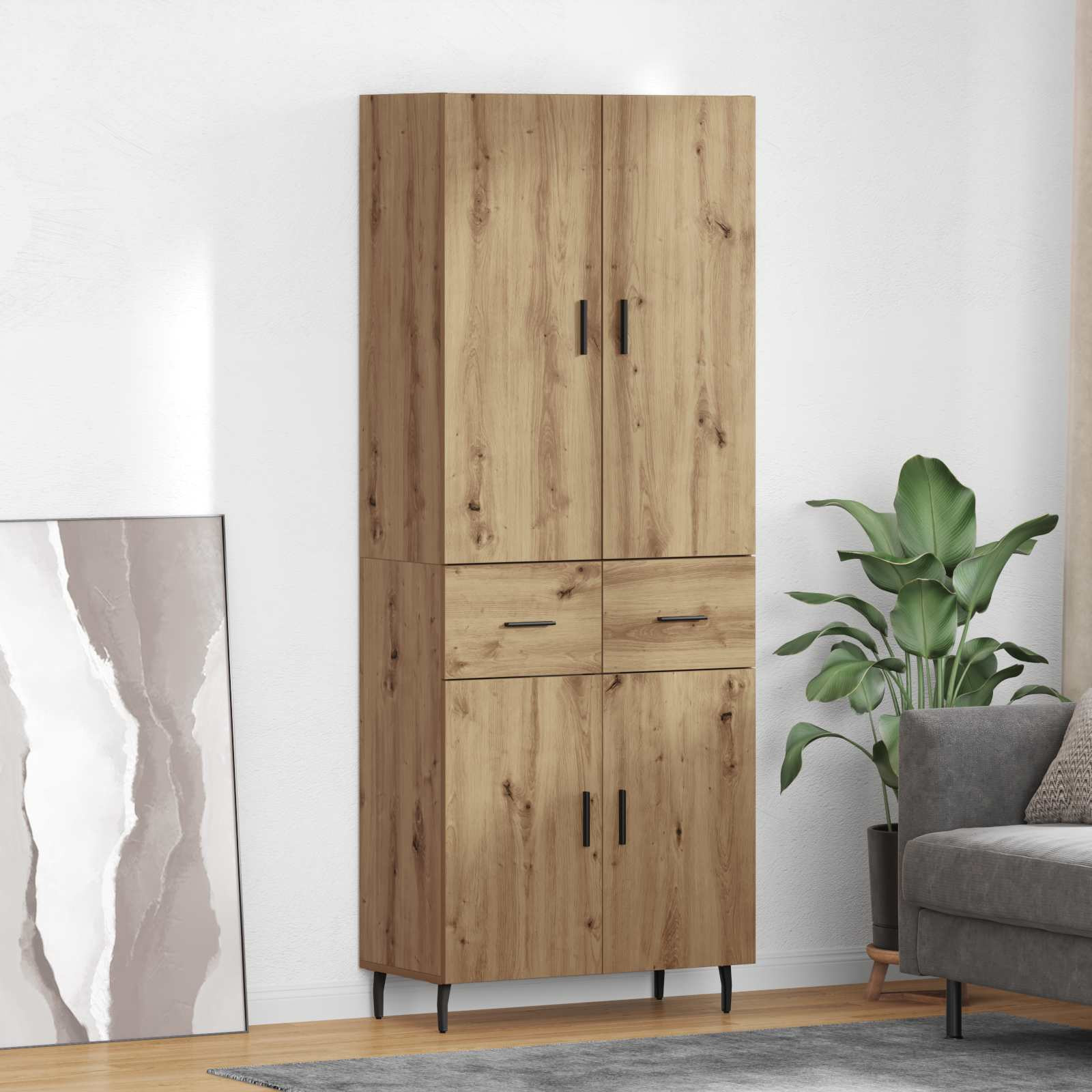 vidaXL Highboard 2 pcs Artisan-Eiche 69,5 x 34 x 180 cm Holzwerkstoff
