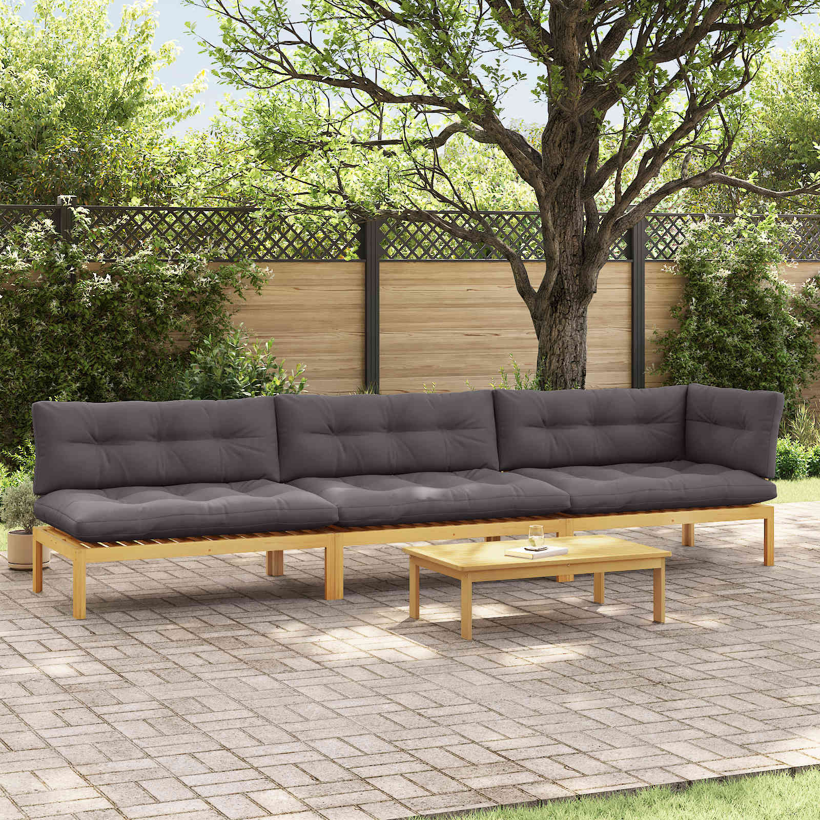vidaXL 4 Stück Garten Pallet Sofa Einheiten Massivholz Akazie