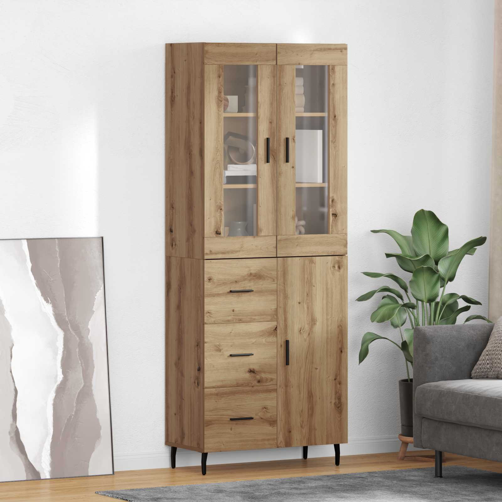 vidaXL Highboard 2 pcs Artisan-Eiche 69,5 x 34 x 180 cm Holzwerkstoff