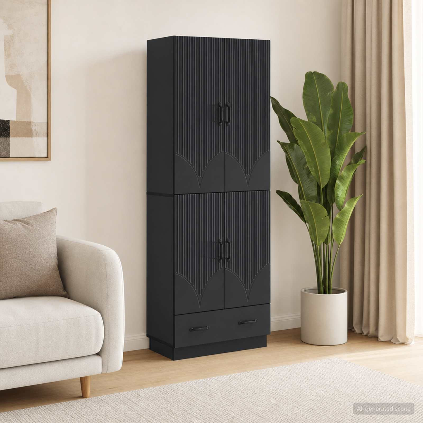 vidaXL Schrankset 2 pcs Schwarz Holzwerkstoff
