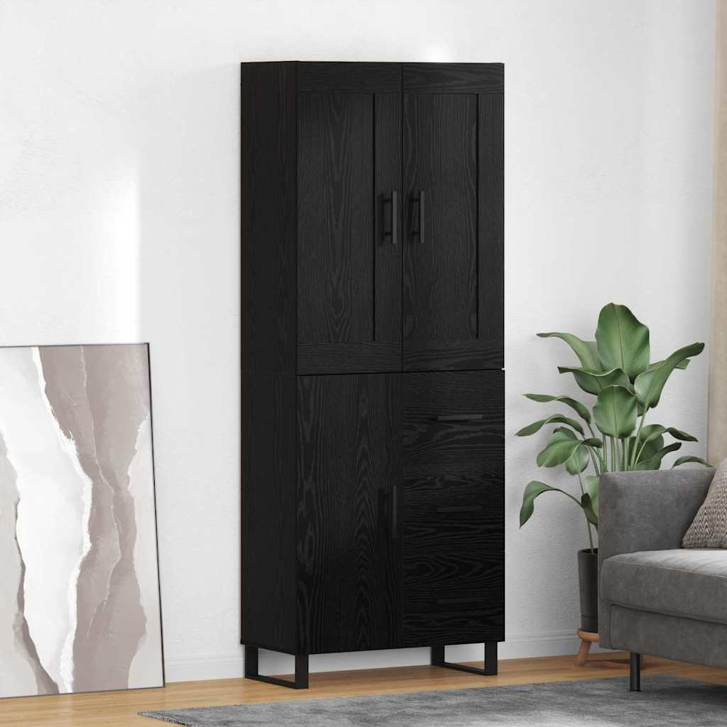 vidaXL Highboard Schwarz Eichen-Optik 69,5 x 34 x 180 cm Holzwerkstoff