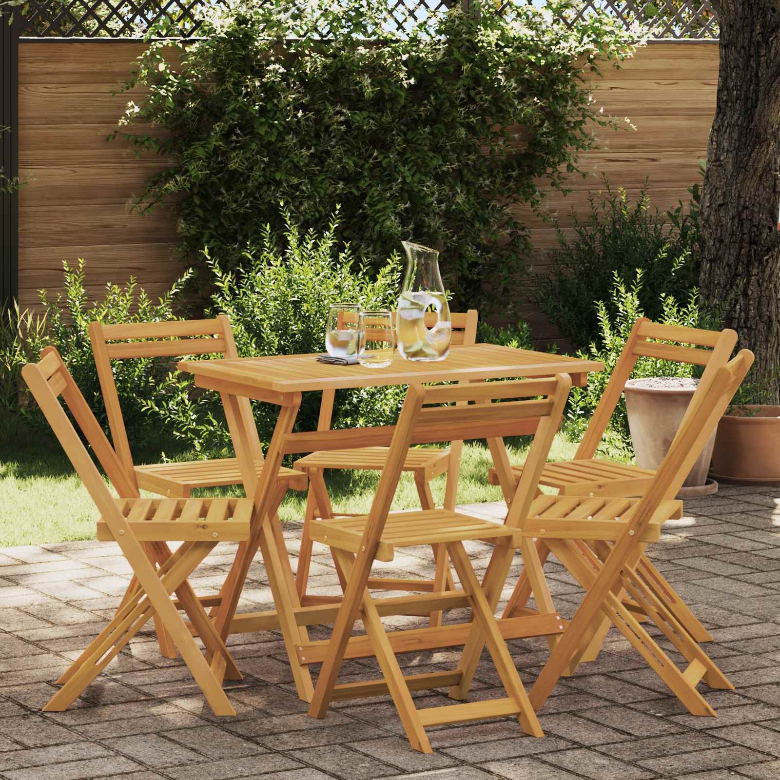 vidaXL Klappbare Gartenstühle 6 pcs Natur 40 x 53 x 80 cm
