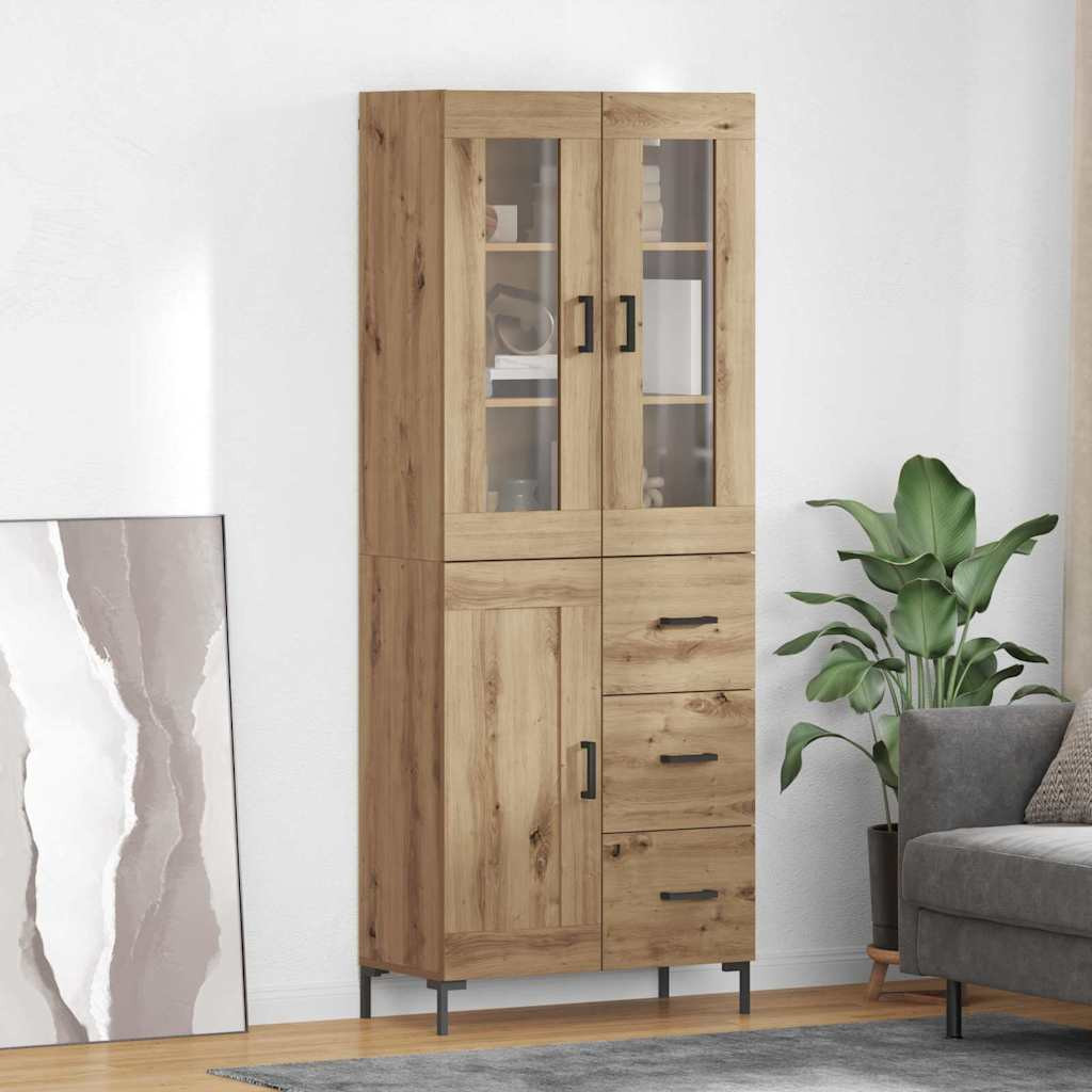 vidaXL Highboard 2 pcs Artisan-Eiche 69,5 x 34 x 180 cm Holzwerkstoff