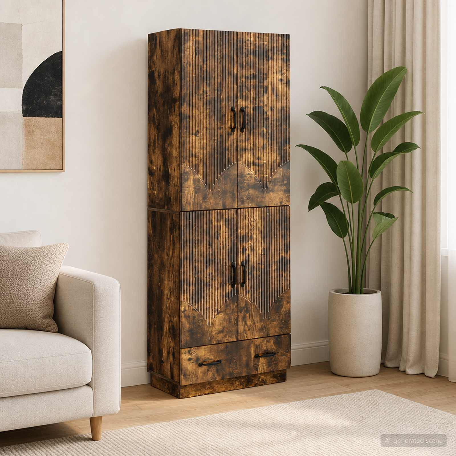 vidaXL Schrankset 2 pcs Geräucherte Eiche Holzwerkstoff
