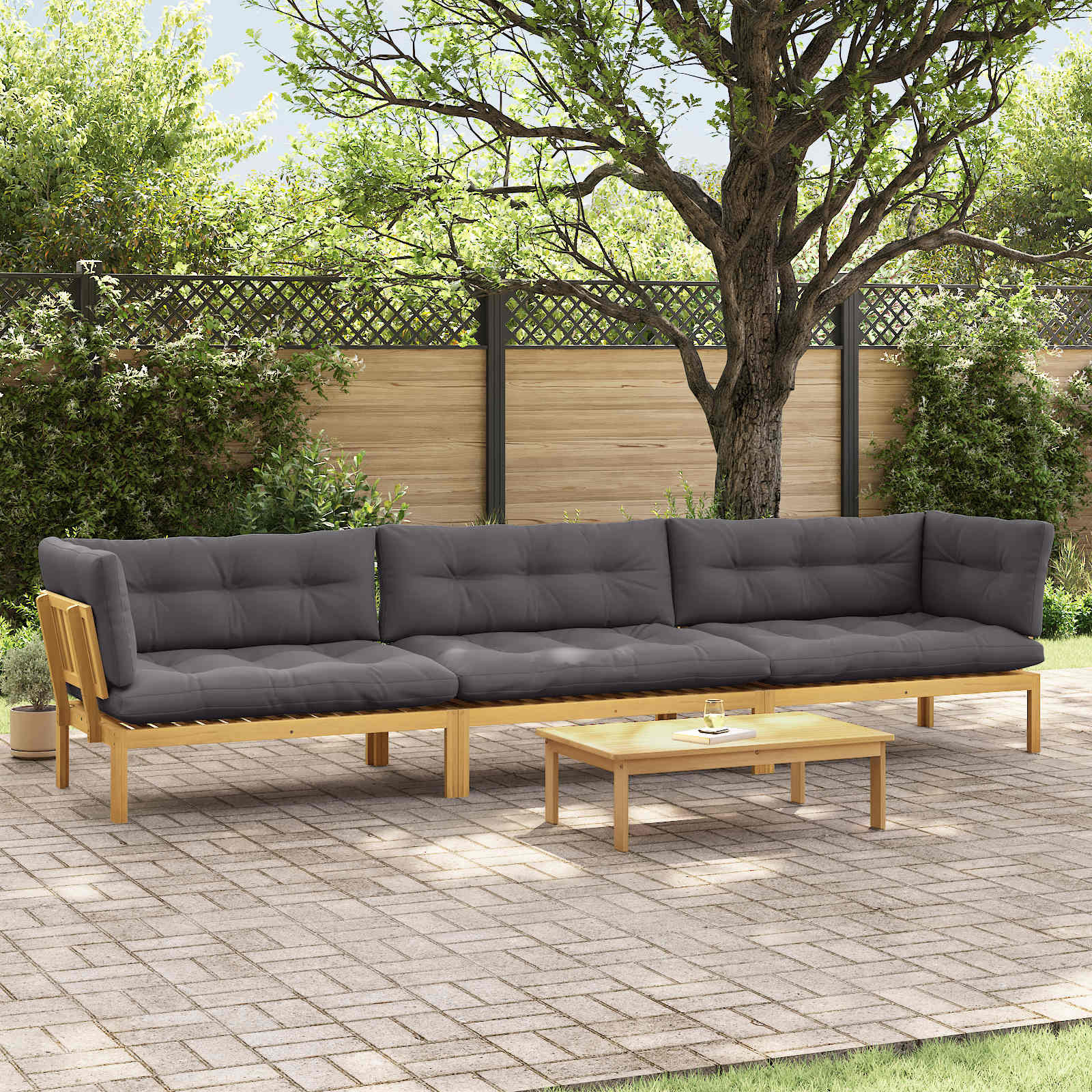 vidaXL 4 Stück Garten Pallet Sofa Einheiten Massivholz Akazie