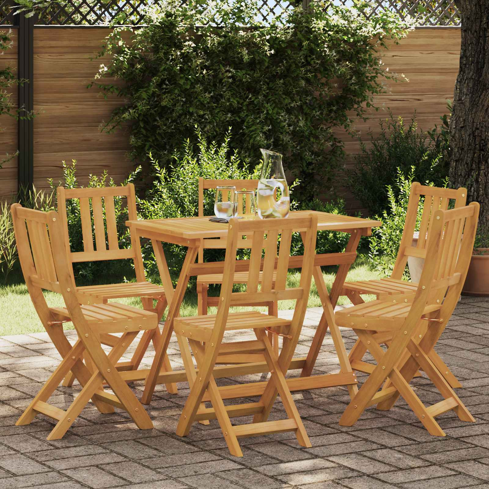 vidaXL Außen Bistro-Stühle 6 pcs Natur Massivholz Akazie