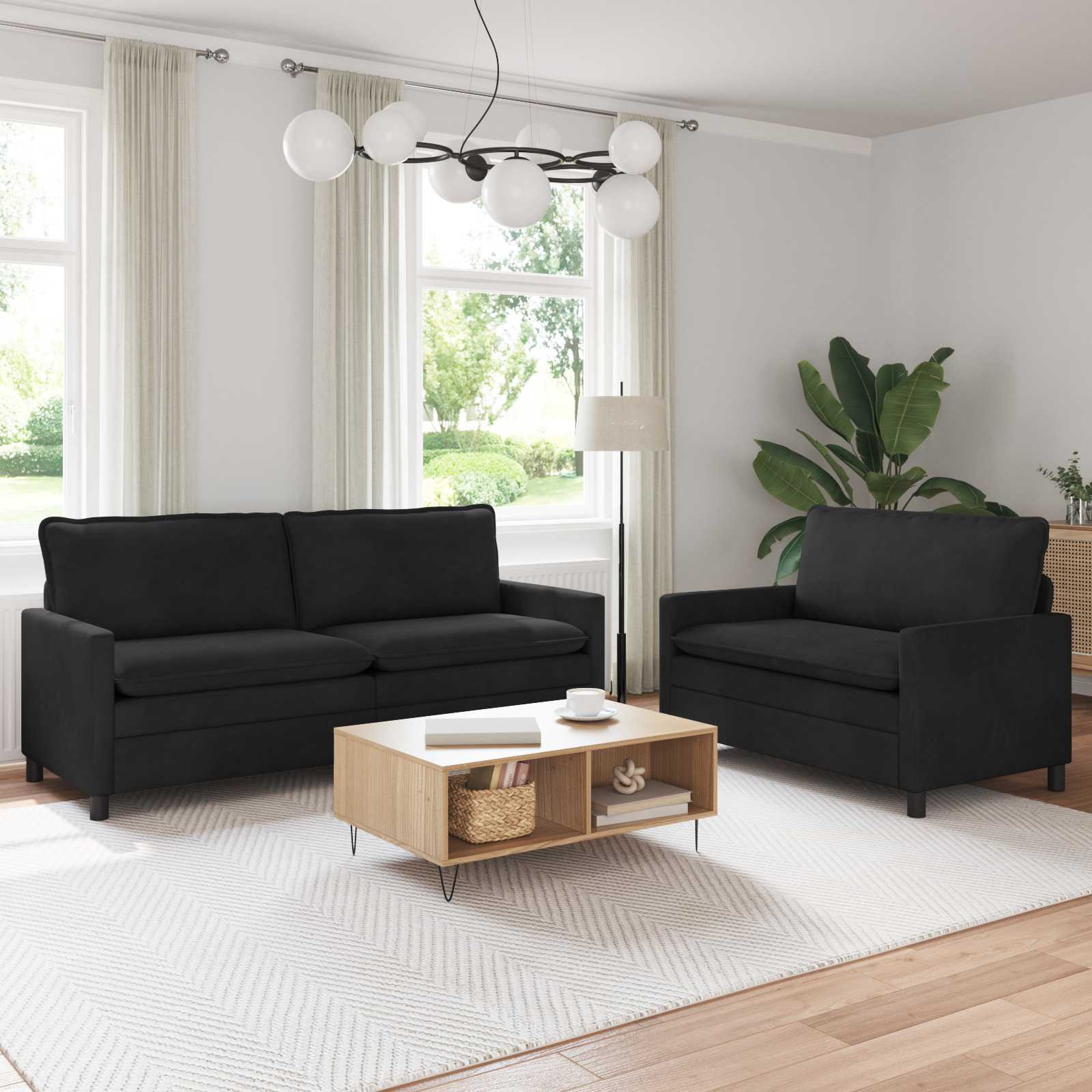 vidaXL Sofa Set 2 pcs Schwarz Samt