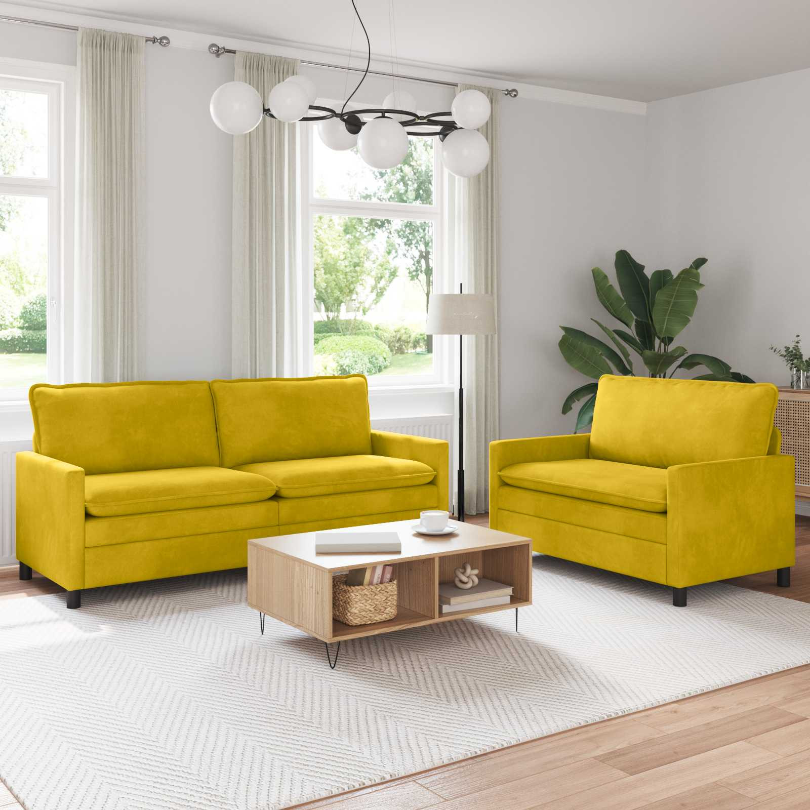 vidaXL Sofa Set 2 pcs Gelb Samt