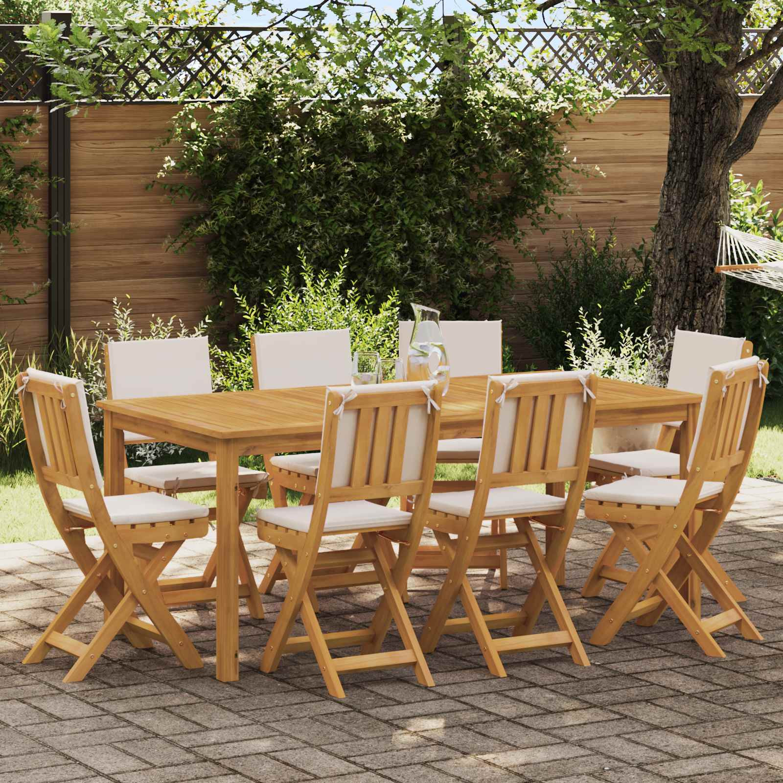 vidaXL Außen Bistro-Stühle mit Kissen 8 pcs Cremeweiß 38 x 46 x 85 cm