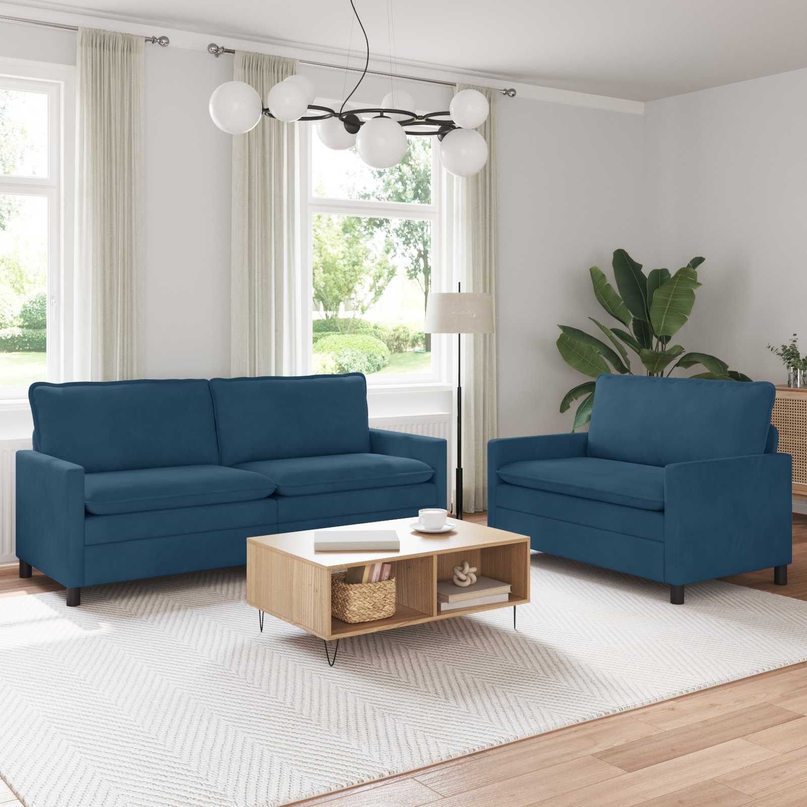 vidaXL Sofa Set 2 pcs Blau Samt
