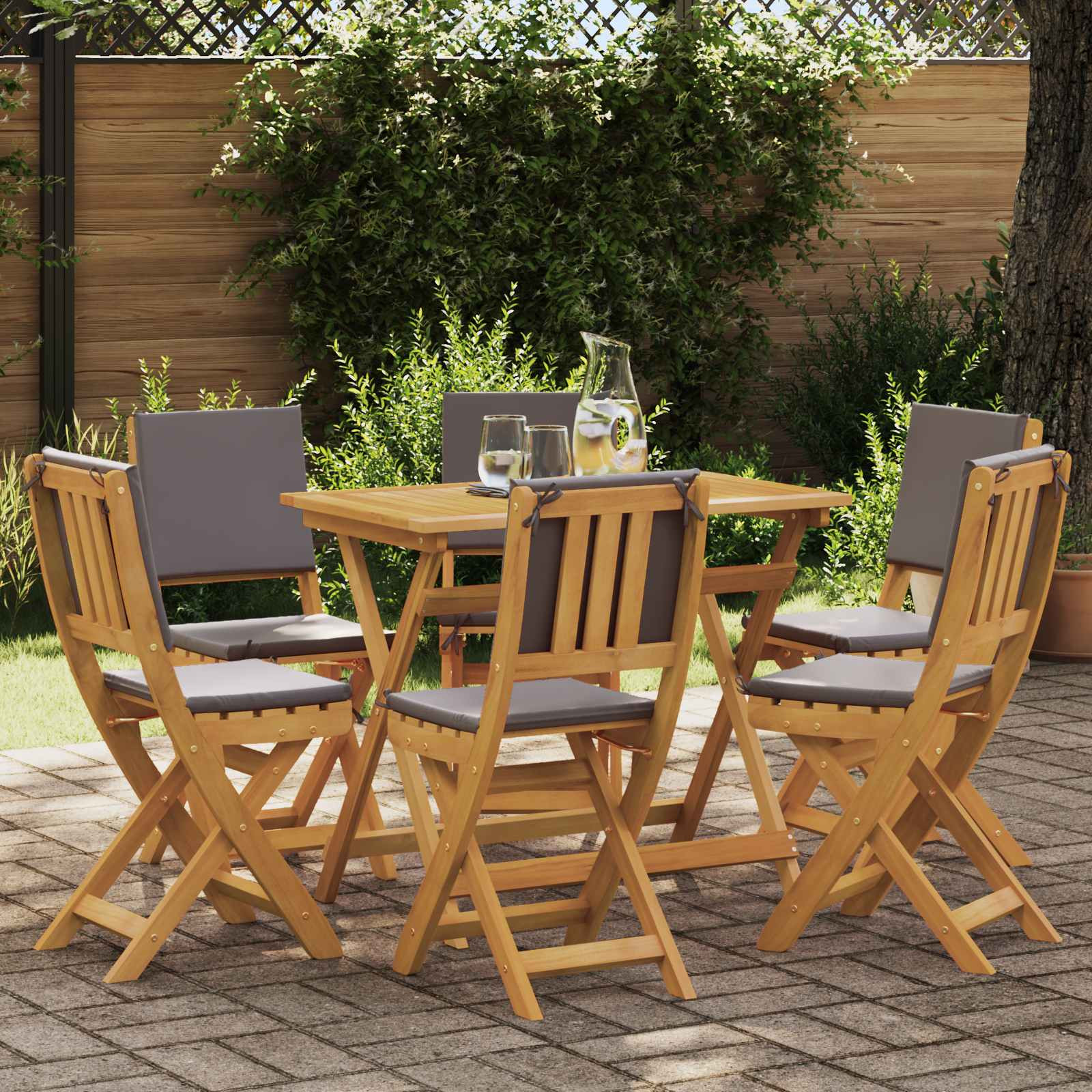 vidaXL Außen Bistro-Stühle mit Kissen 6 pcs Dunkelgrau 38 x 46 x 85 cm
