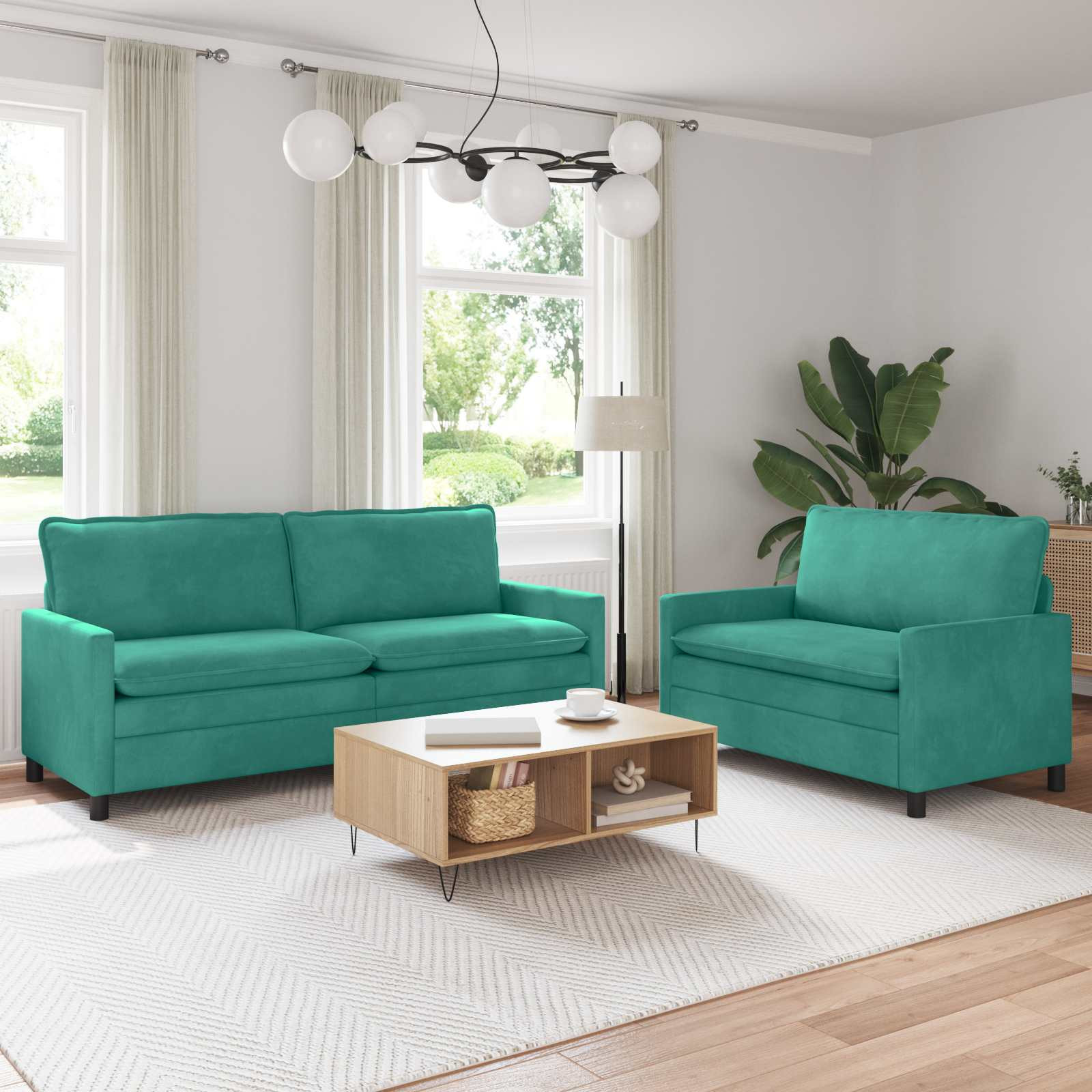 vidaXL Sofa Set 2 pcs Türkis Samt