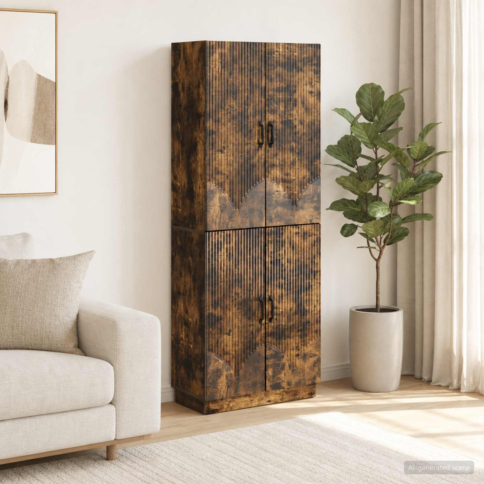 vidaXL Schrankset 2 pcs Geräucherte Eiche Holzwerkstoff