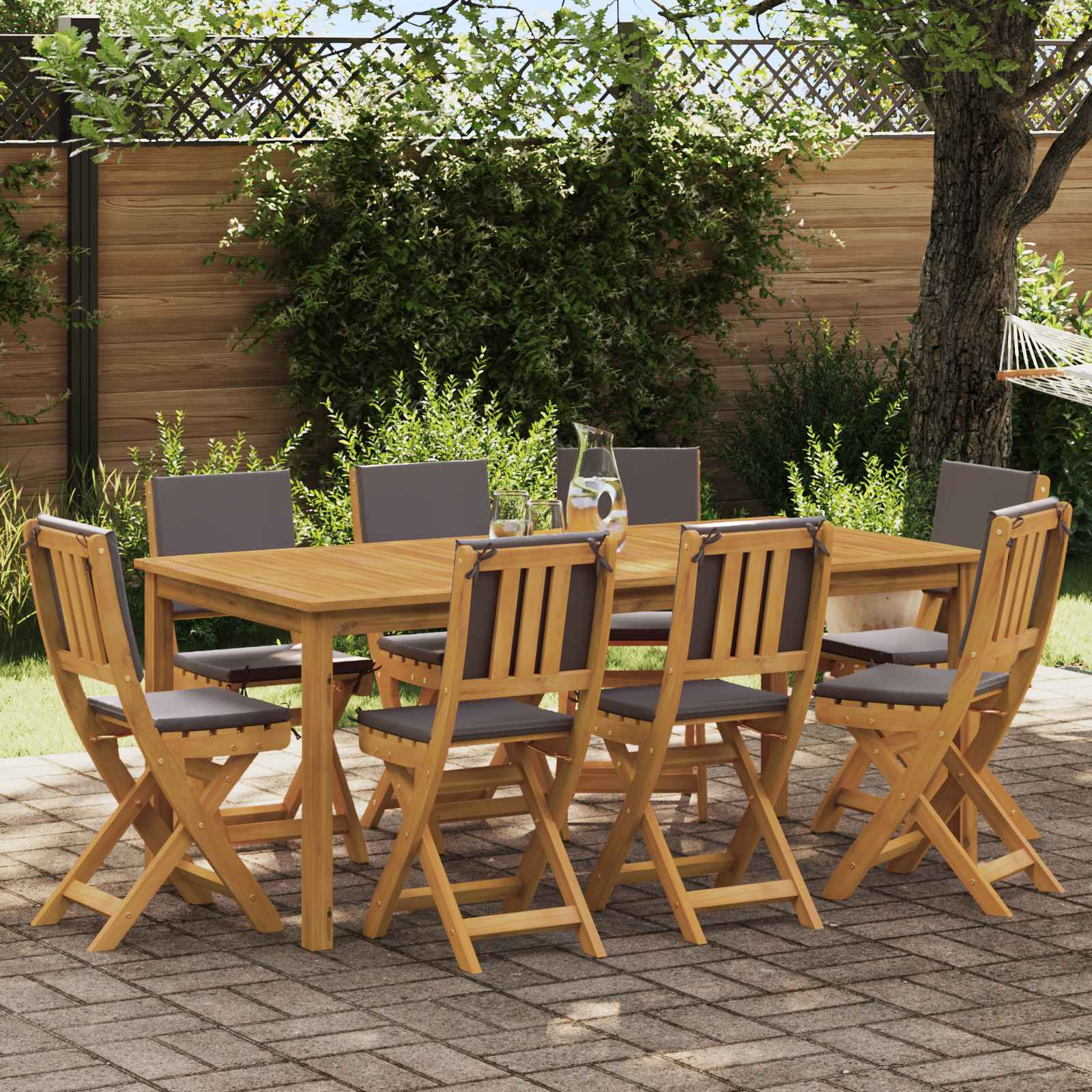 vidaXL Außen Bistro-Stühle mit Kissen 8 pcs Dunkelgrau 38 x 46 x 85 cm