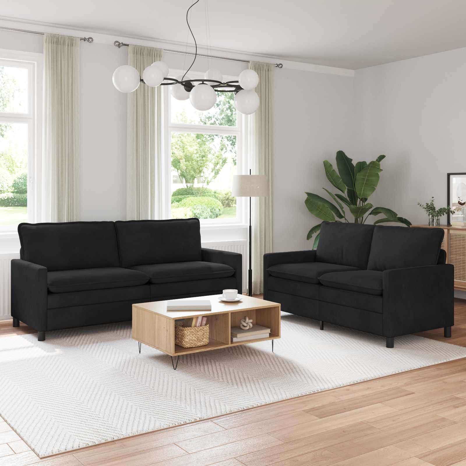 vidaXL Sofa Set 2 pcs Schwarz Samt