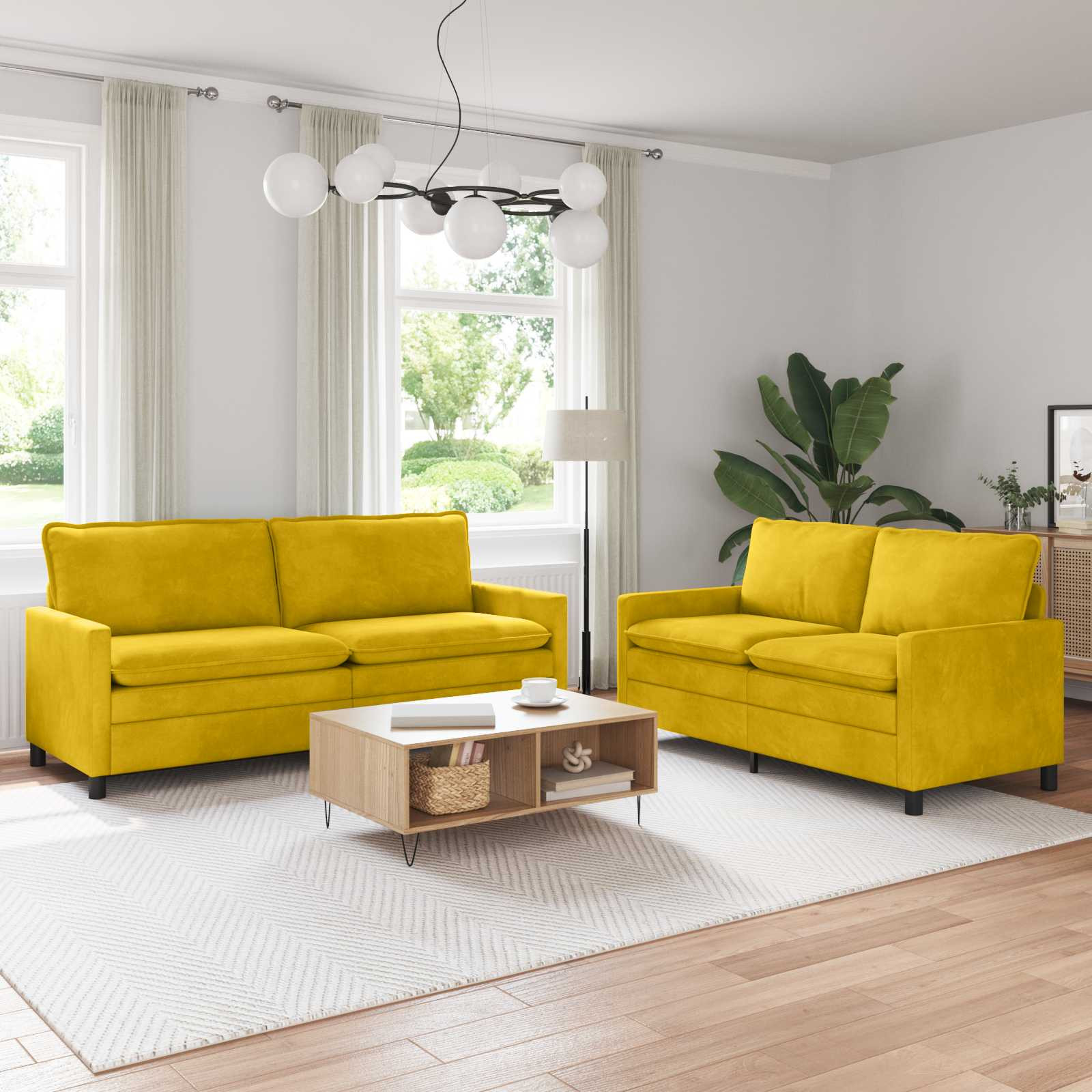 vidaXL Sofa Set 2 pcs Gelb Samt