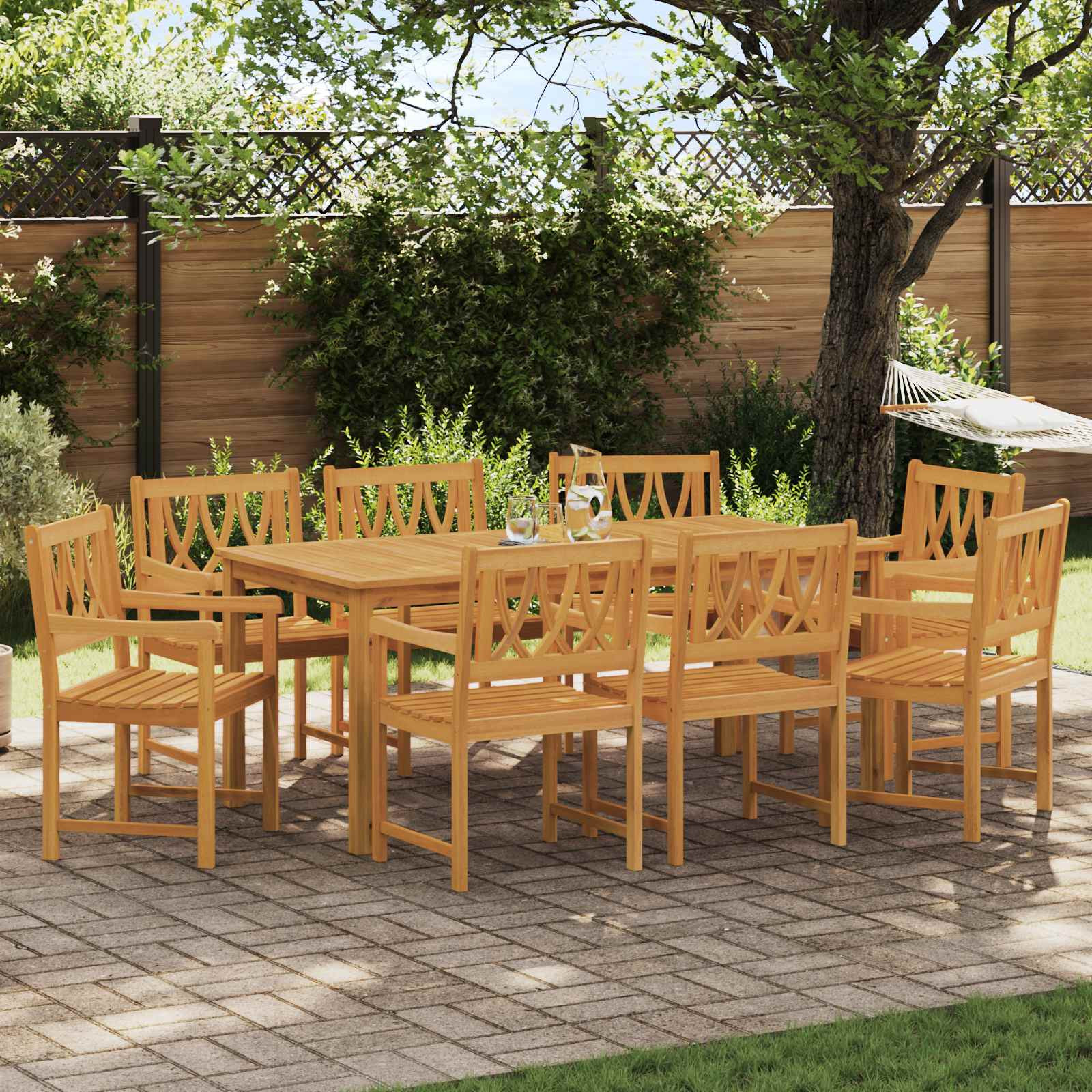 vidaXL Gartenstühle 8 pcs Natur Massives Akazienholz