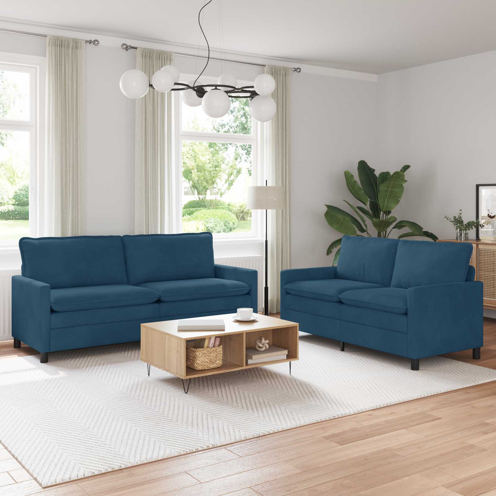 vidaXL Sofa Set 2 pcs Blau Samt