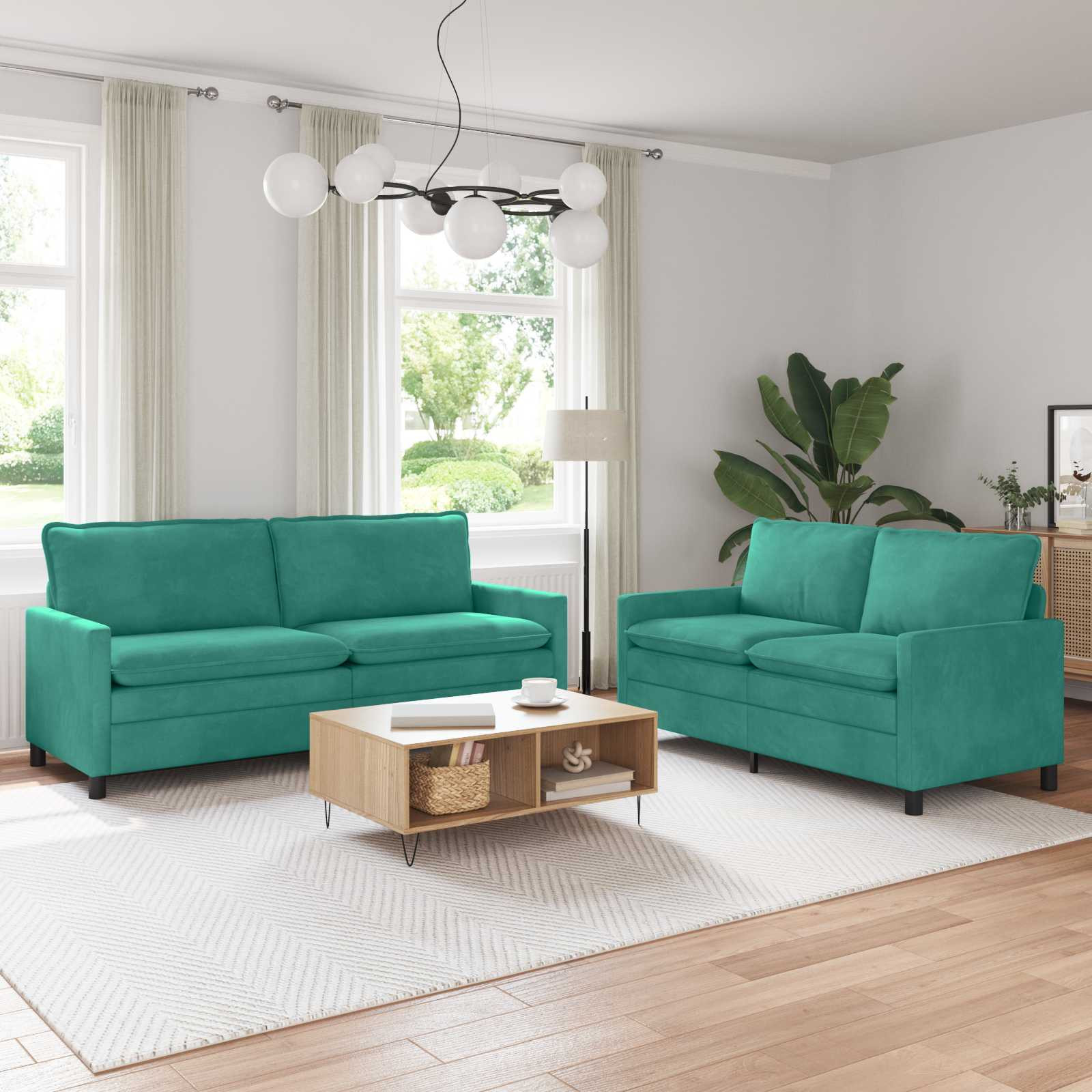 vidaXL Sofa Set 2 pcs Türkis Samt