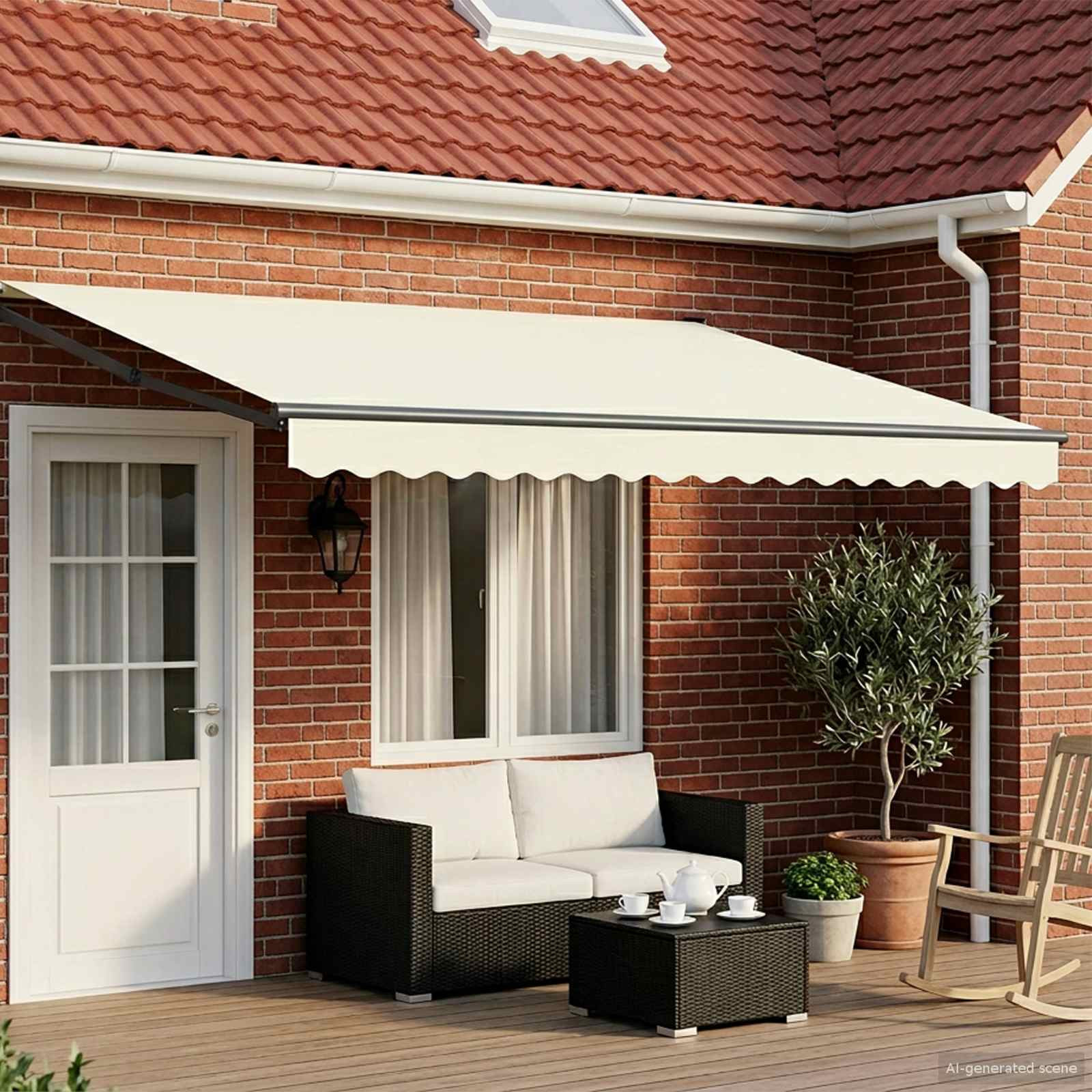 vidaXL Manuelle Gelenkarmmarkise mit LEDs Creme und Anthrazit 4 x 3 m